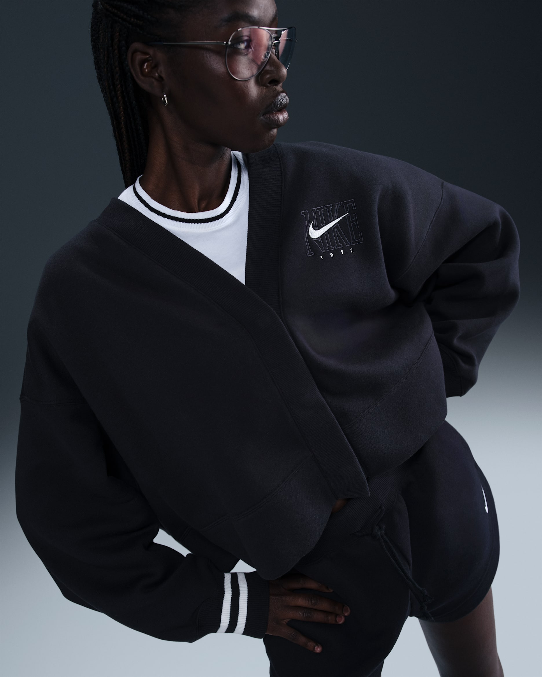 Cárdigan con gráfico extraoversized para mujer Nike Sportswear Phoenix Fleece - Negro
