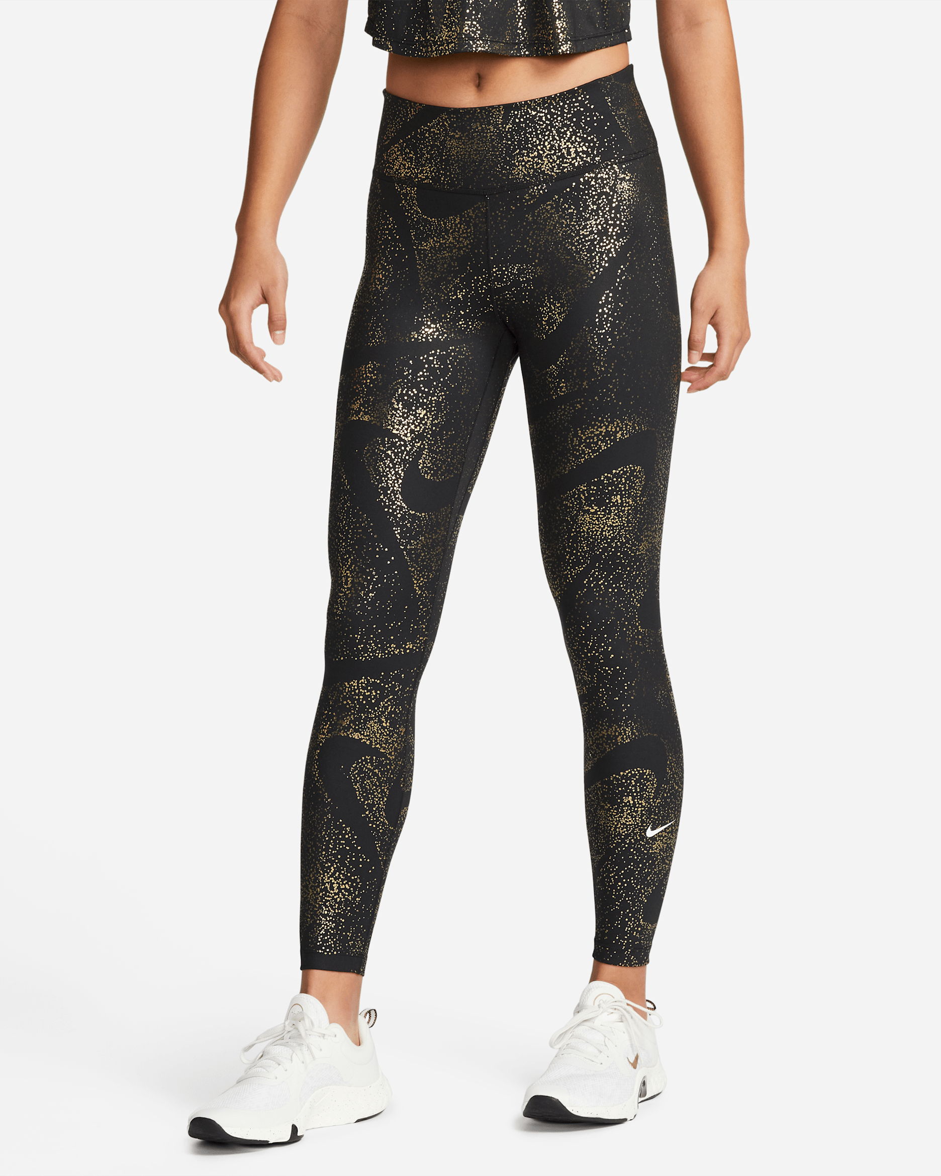 Nike One Women's Mid-Rise Printed Leggings - Black/White