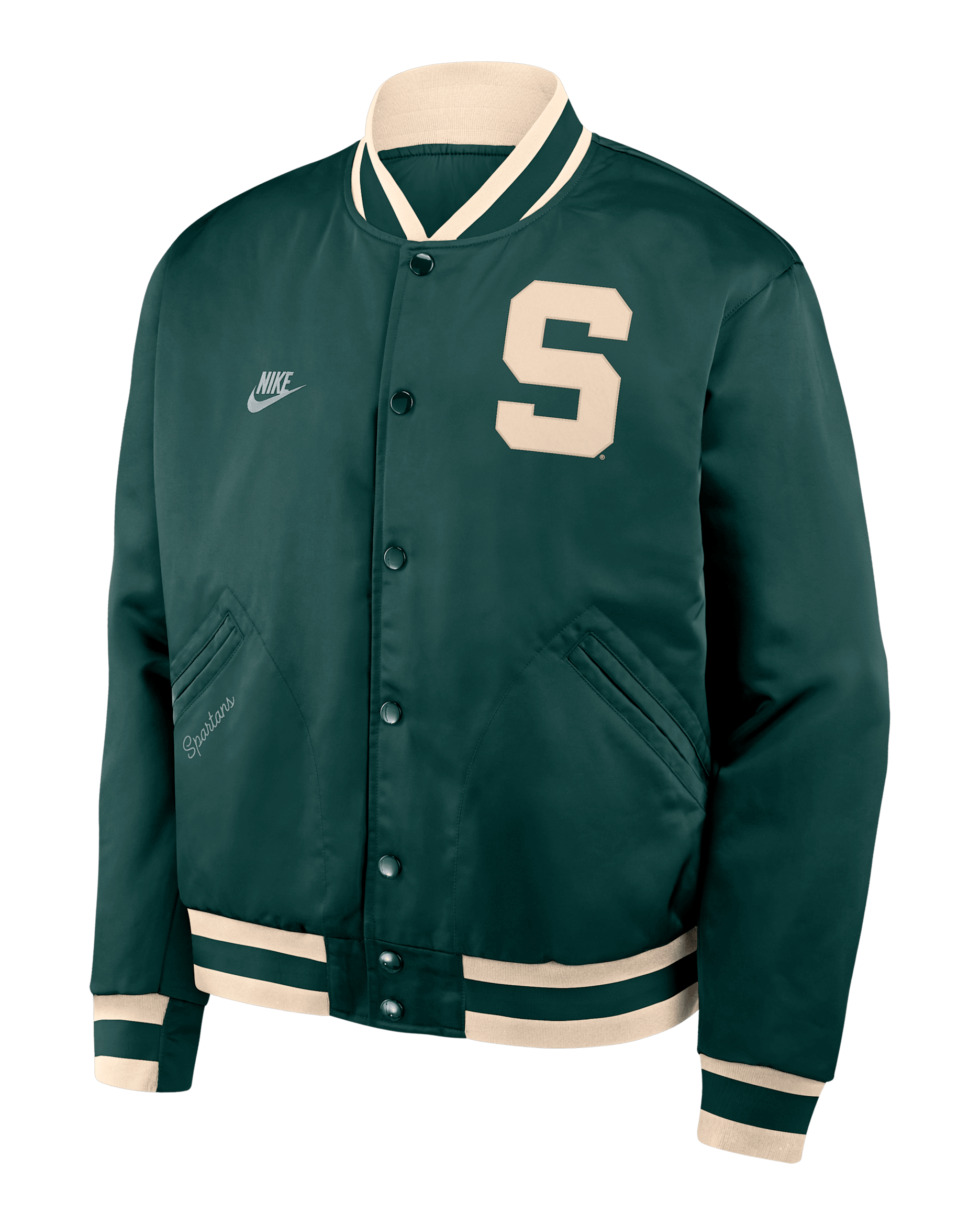 Michigan State Legacy Men's Nike College Full-Snap Bomber Jacket - Green