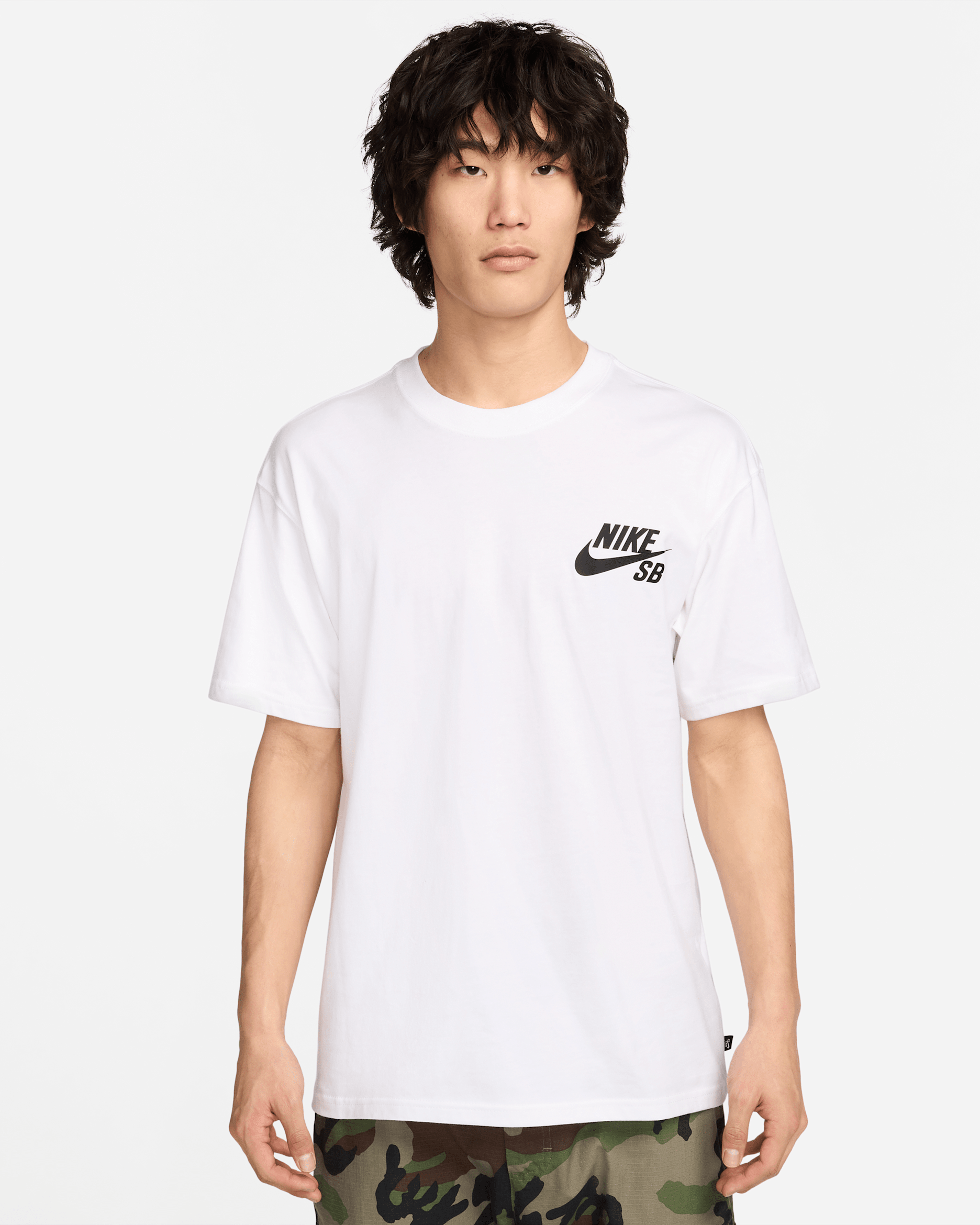 เสื้อยืดสเก็ตบอร์ดมีโลโก้ Nike SB - ขาว/ดำ