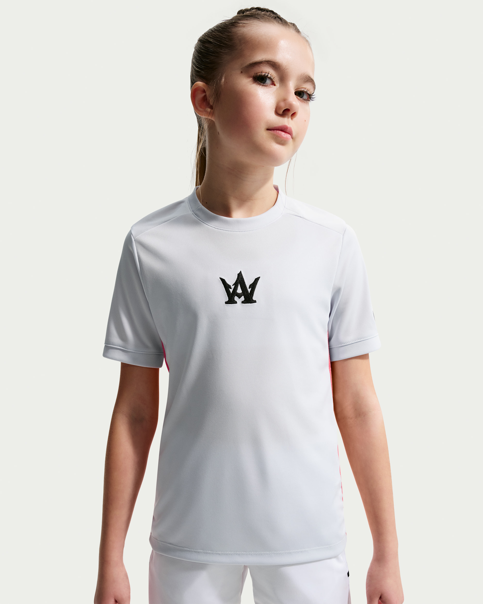 Nike Academy „Alexia Putellas” Dri-FIT futballfelső nagyobb gyerekeknek (lányoknak) - Pure Platinum/Sea Coral/Fekete