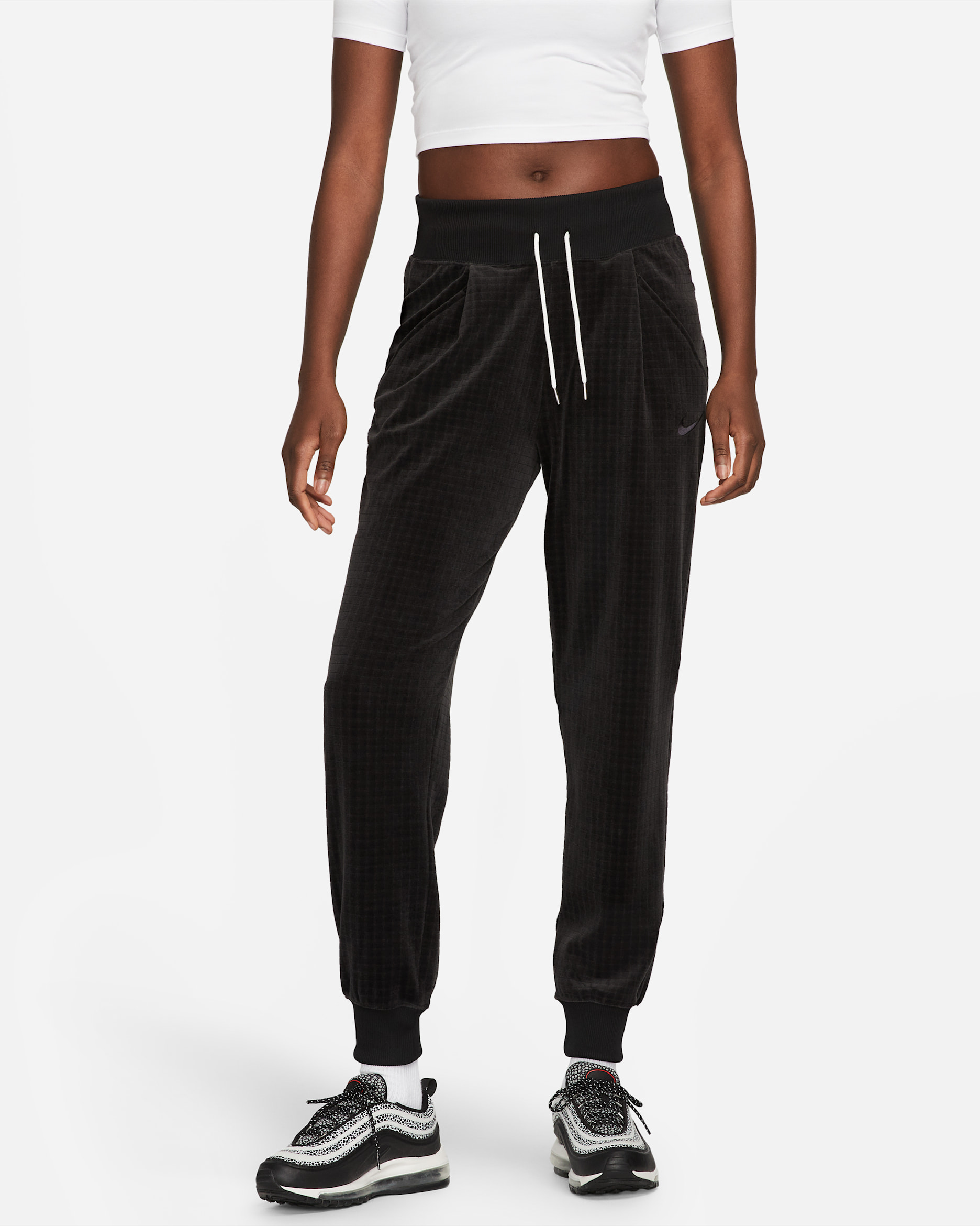 Nike Sportswear Women's High-Waisted Velour Joggers - Black/Anthracite