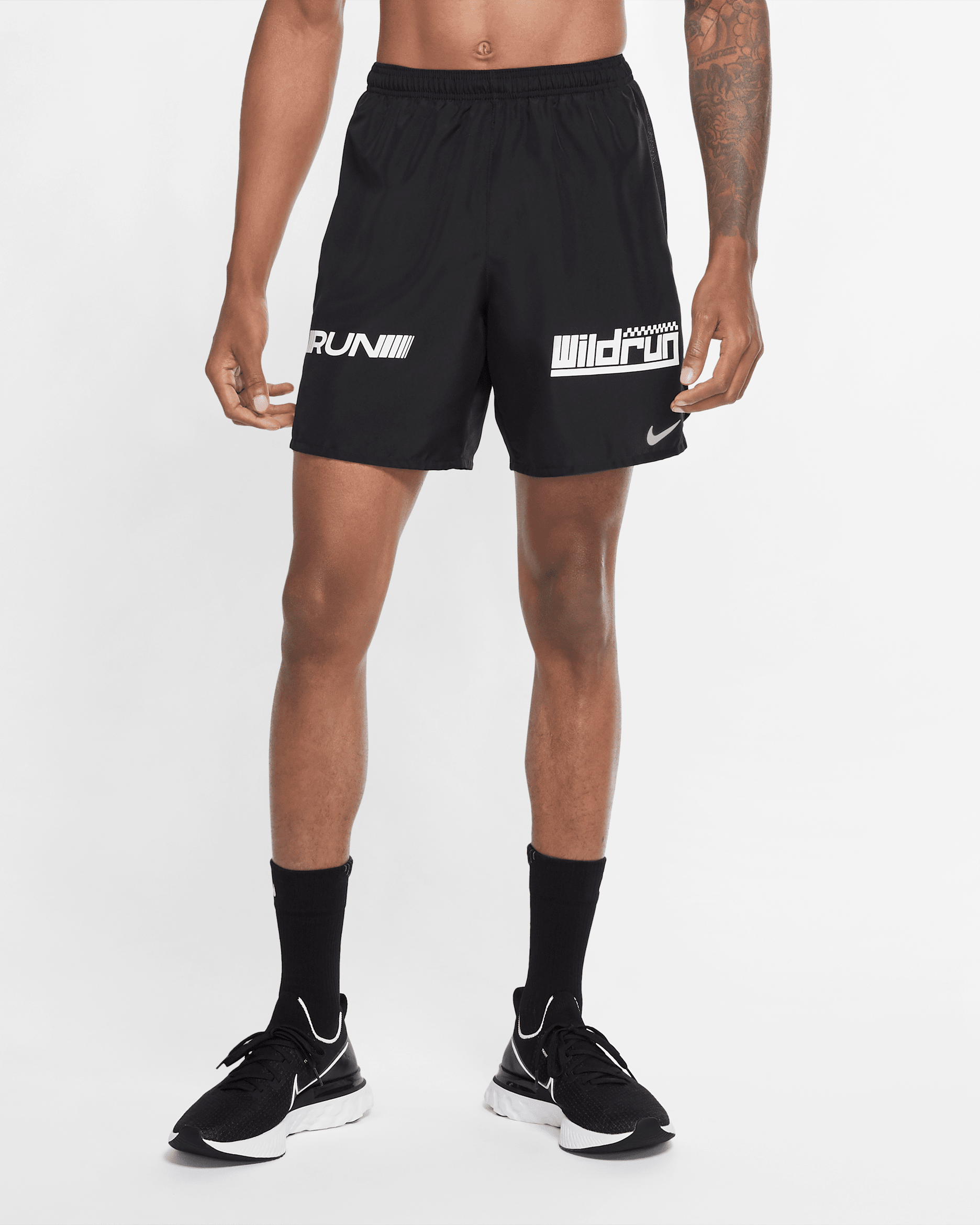 Nike Challenger Wild Run Men's Graphic Running Shorts - Black/Black/White