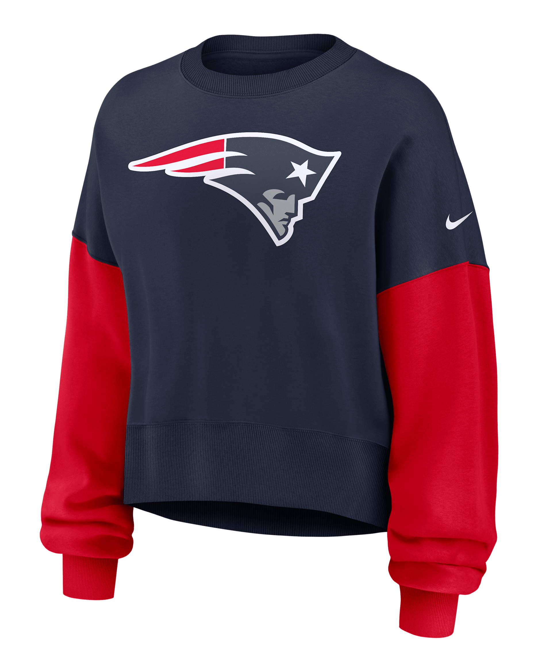 Sudadera de cuello redondo sin cierre de la NFL Nike para mujer New England Patriots - Azul marino universitario