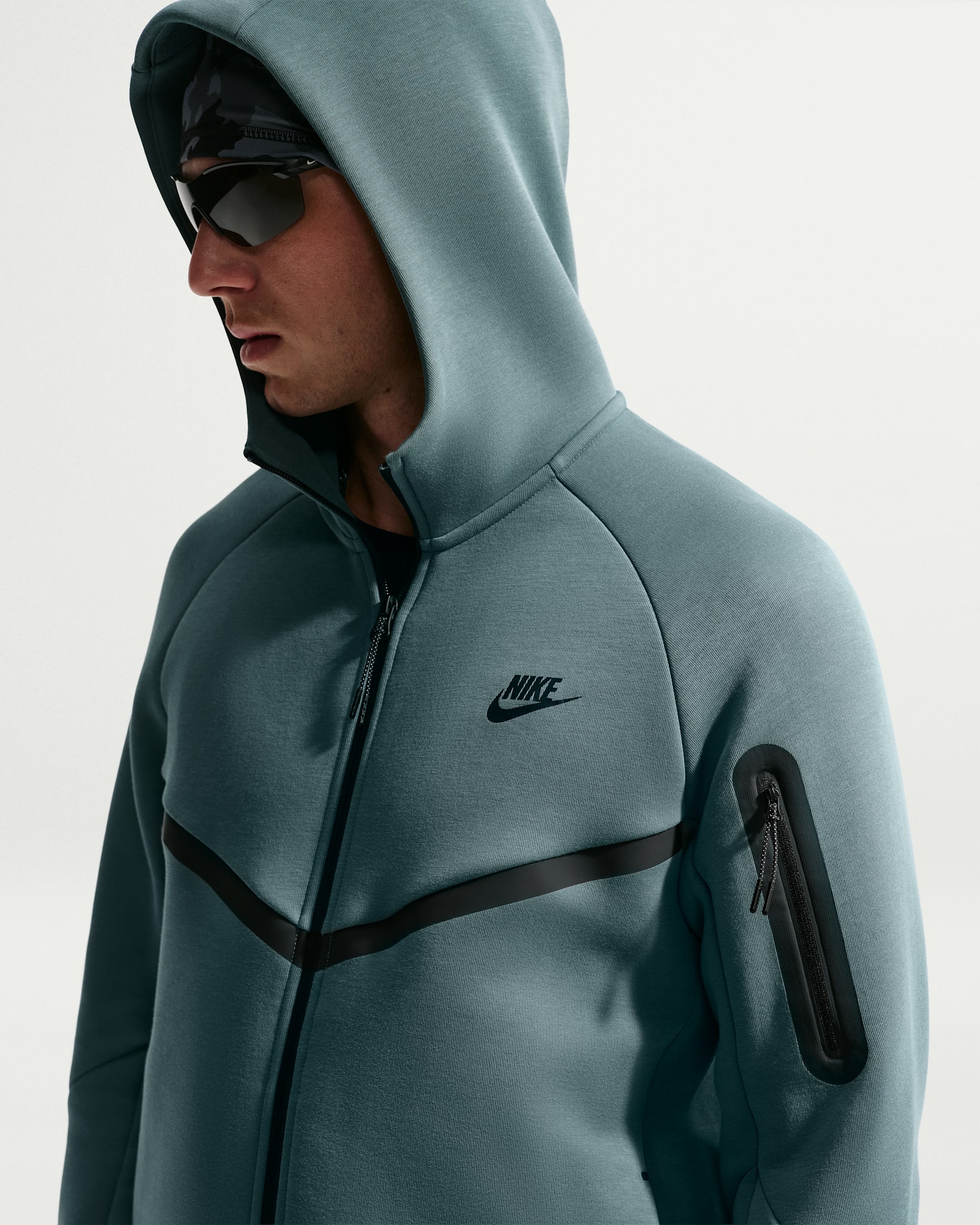 Chamarra Windrunner de tejido Fleece de cierre completo para hombre Nike Tech - Pizarra mineral/Negro