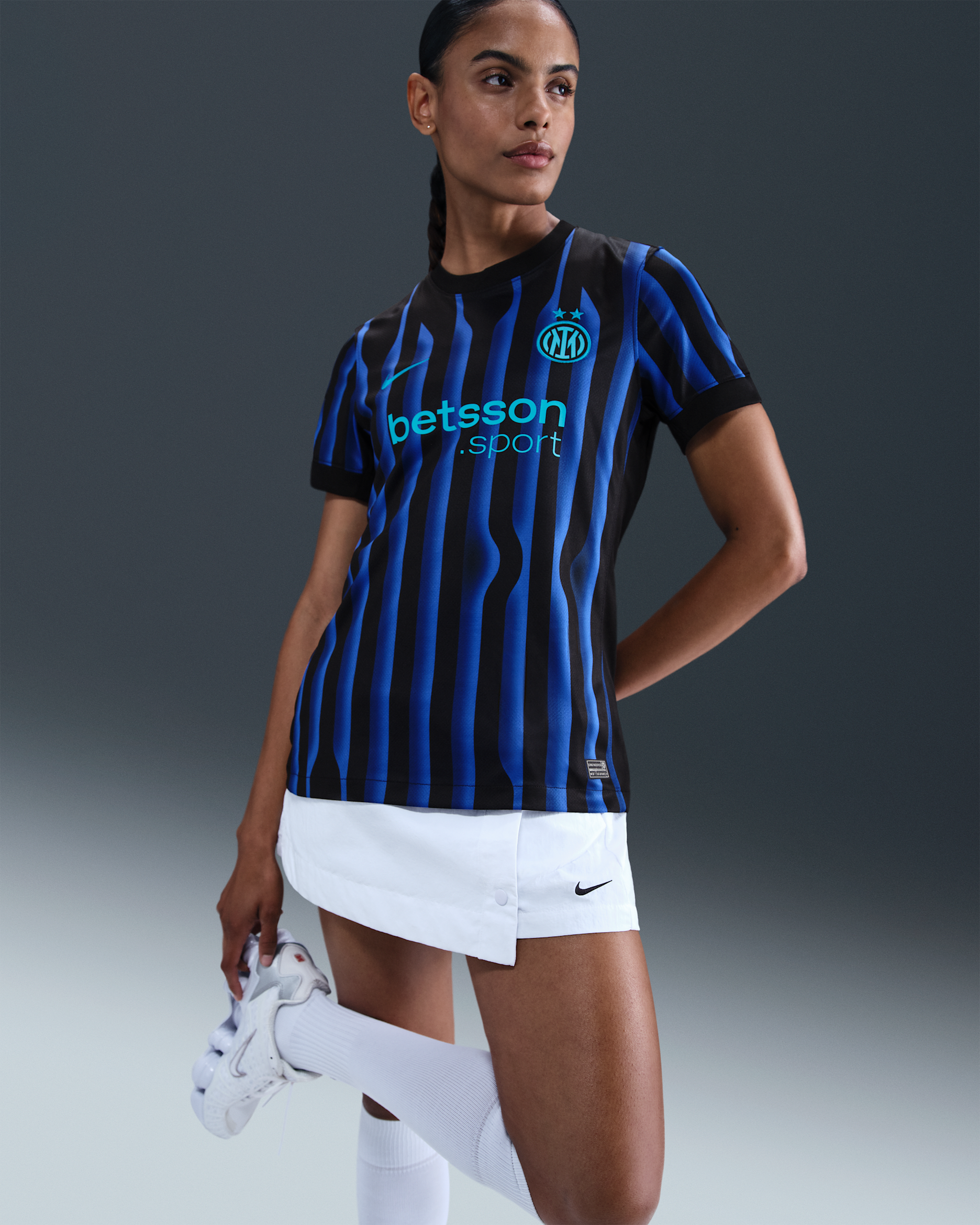 Inter Milan 2025/26 Stadium Home Women's Nike Dri-FIT Football Replica Shirt - Lyon Blue/Black/Chlorine Blue
