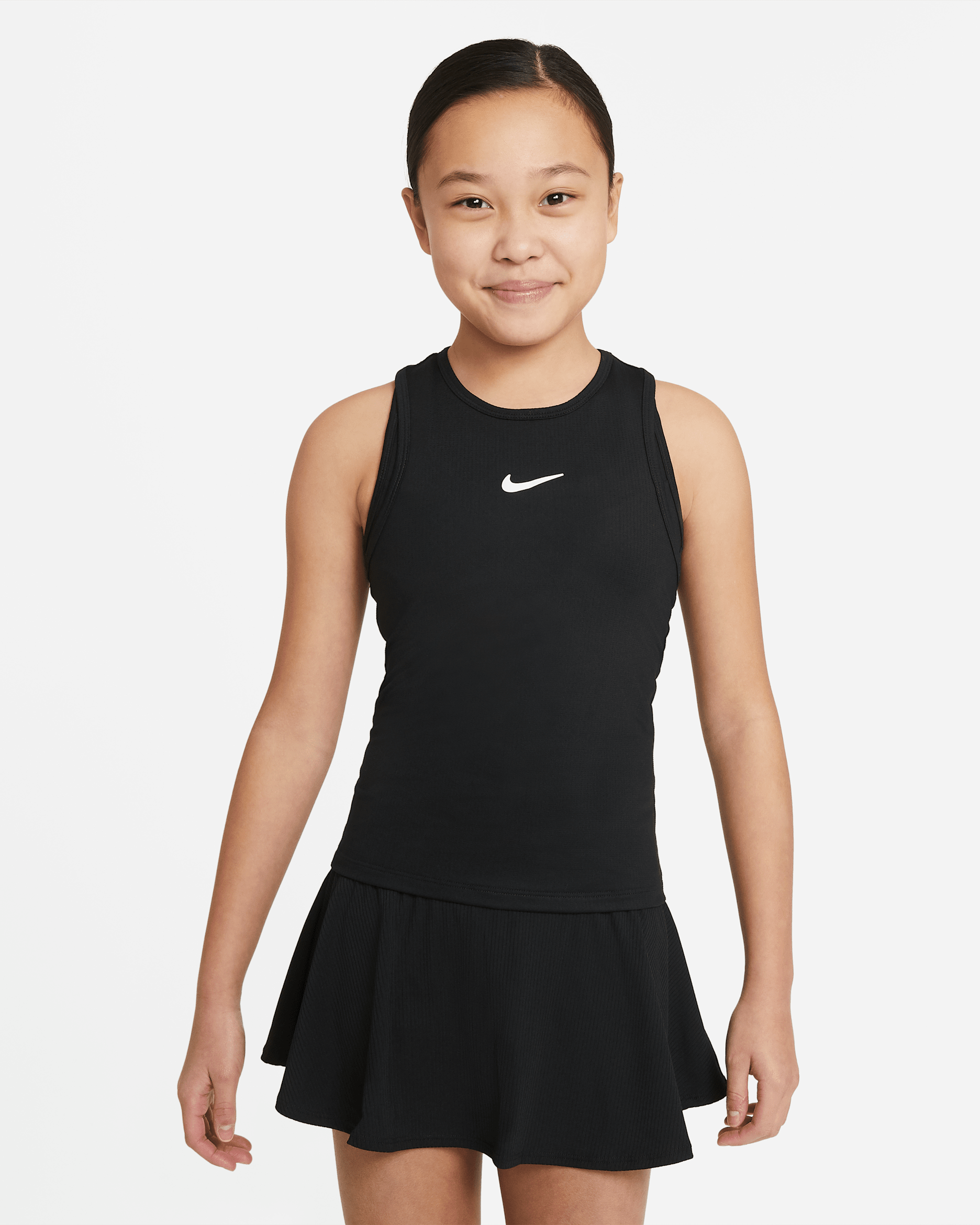 Nike Victory Older Kids' (Girls') Dri-FIT Tennis Tank - Black/Black/White