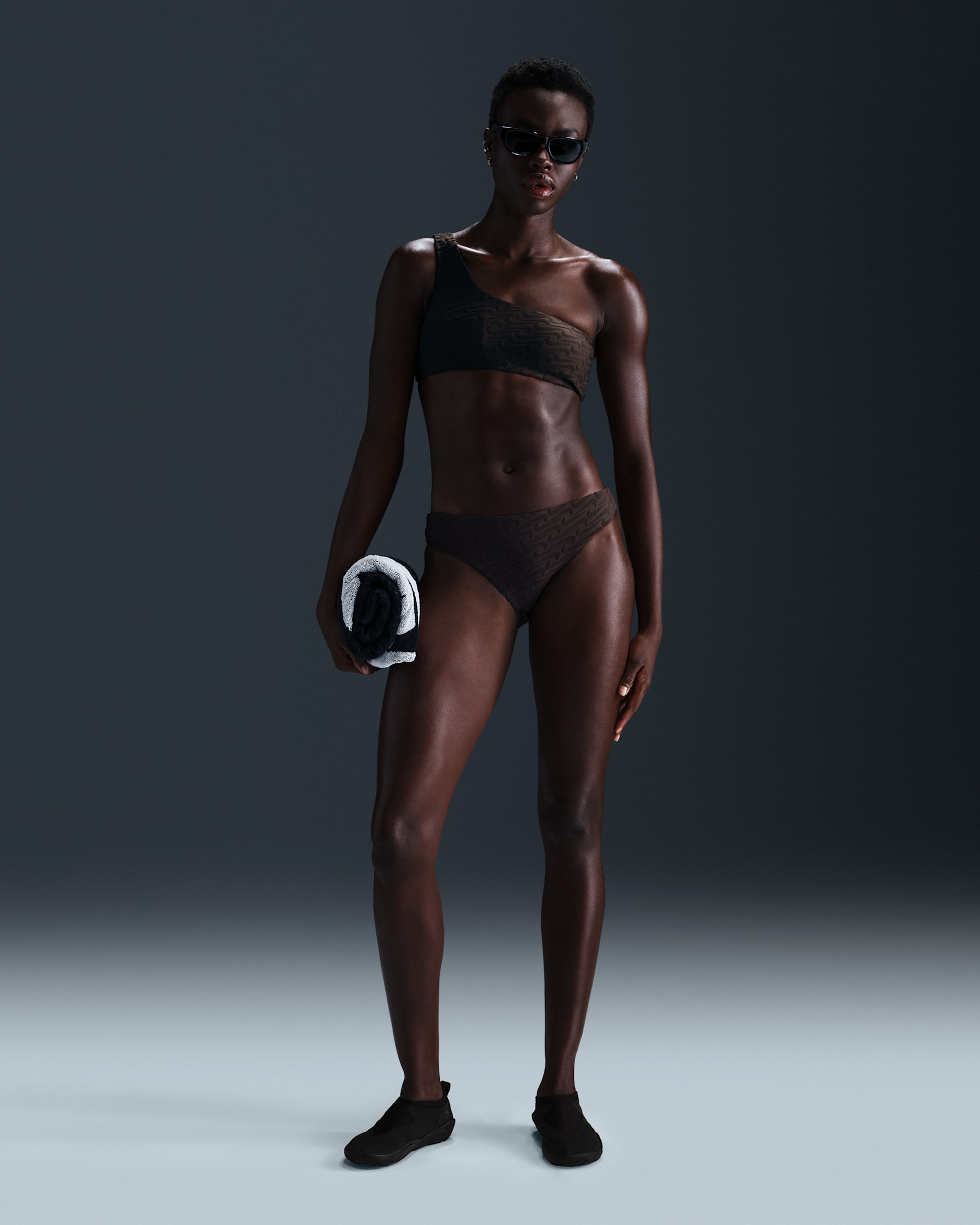 Nike Swim Swoosh Link Women's Terry Hipster Bikini Bottom - Baroque Brown