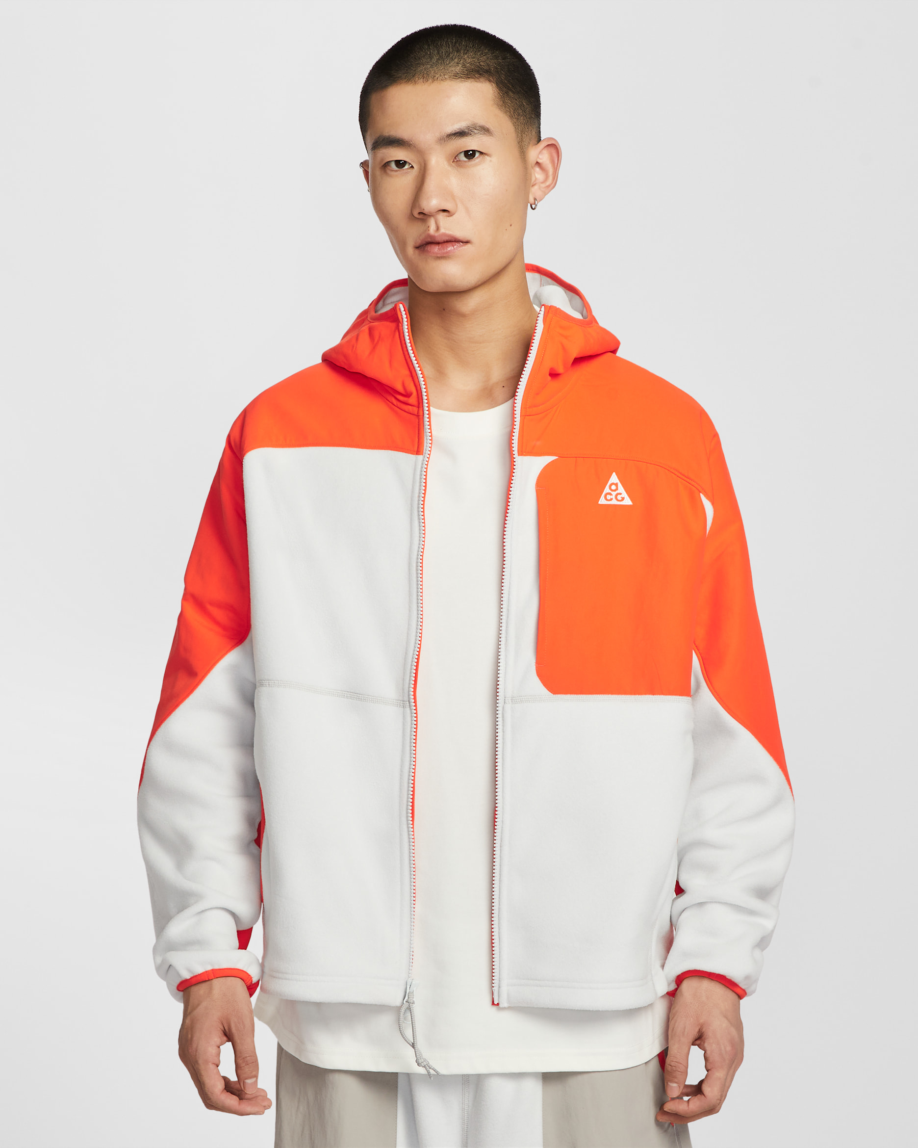 Nike ACG "Wolf Tree" Plus Full-Zip Hooded Mid Layer - Safety Orange/Photon Dust/Vivid Purple/Summit White
