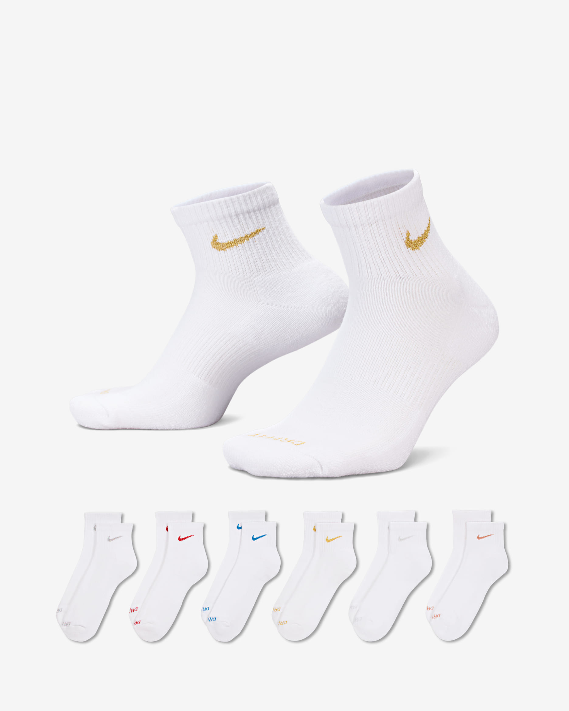 Calcetines al tobillo de entrenamiento Nike Everyday Plus Cushioned (6 pares) - Multicolor