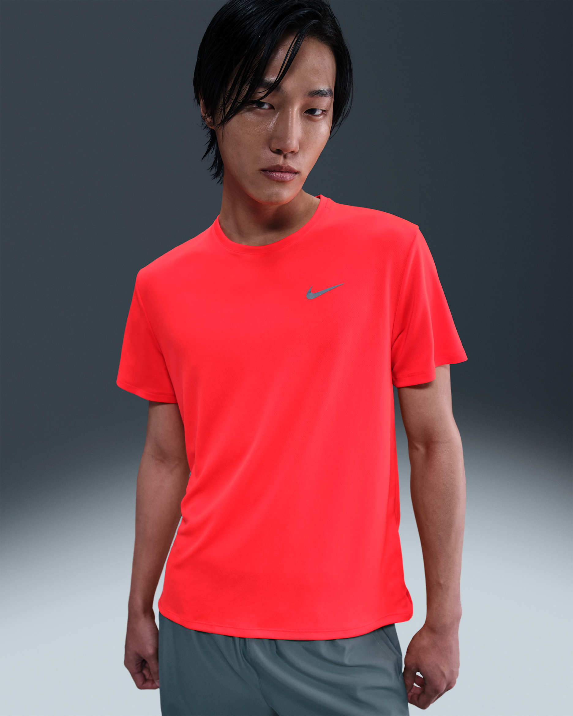 Nike Dri-FIT UV Miler Men's Short-Sleeve Running Top - Bright Crimson