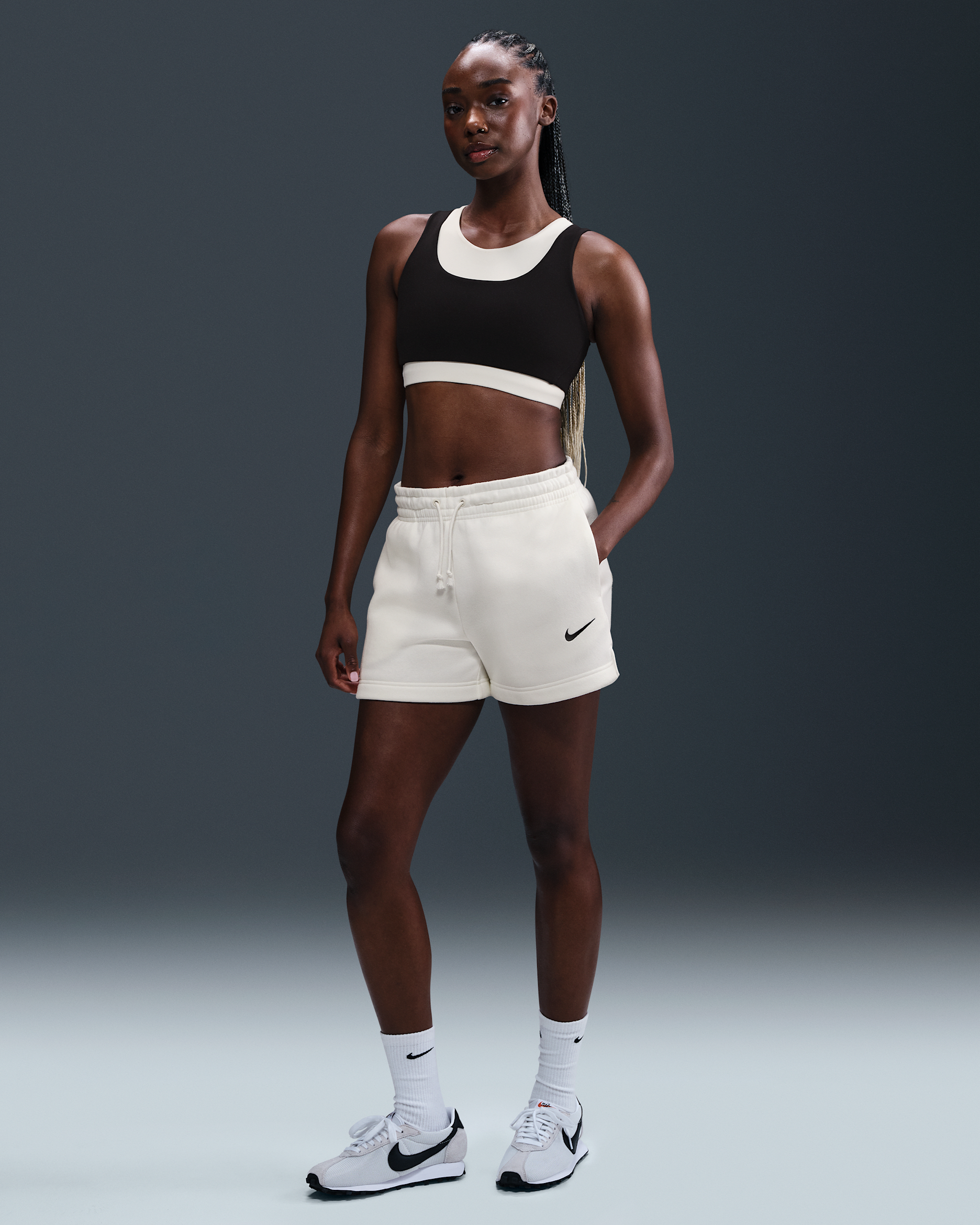 Nike Sportswear Phoenix Fleece Women's Mid-Rise 4" Shorts - Sail/Black