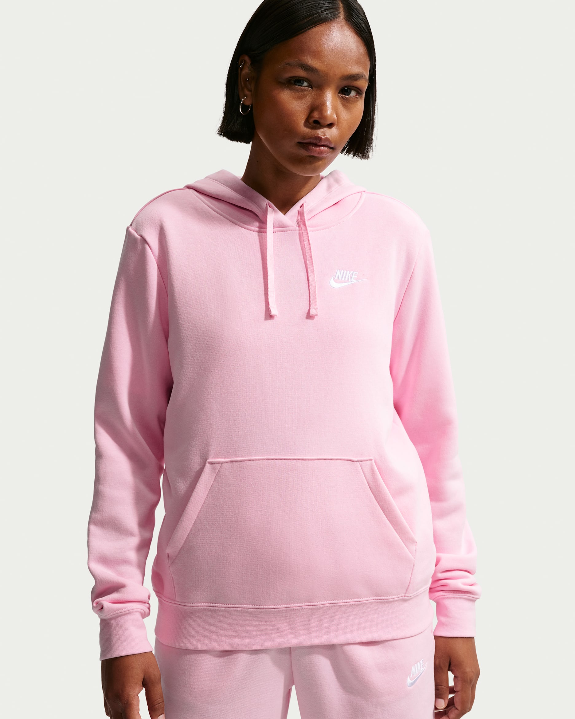 Nike Sportswear Club Fleece Women's Pullover Hoodie - Pink Foam/White