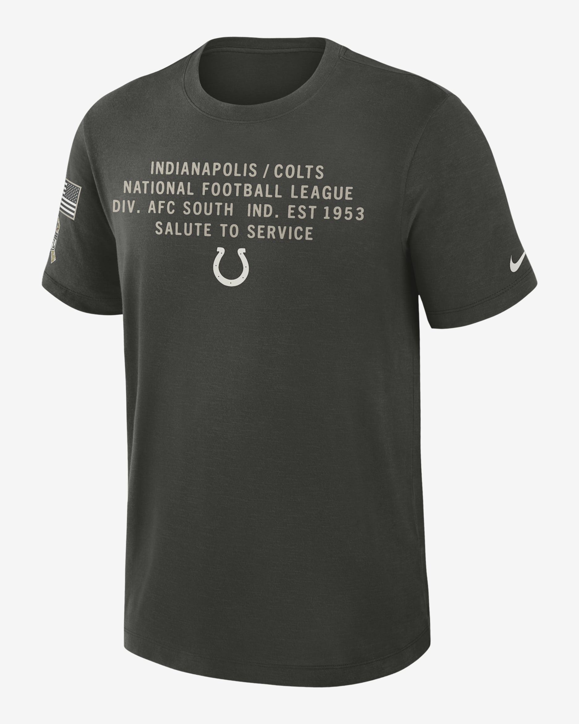 Indianapolis Colts Salute to Service Slub Men's Nike Dri-FIT NFL T-Shirt - Forest Green