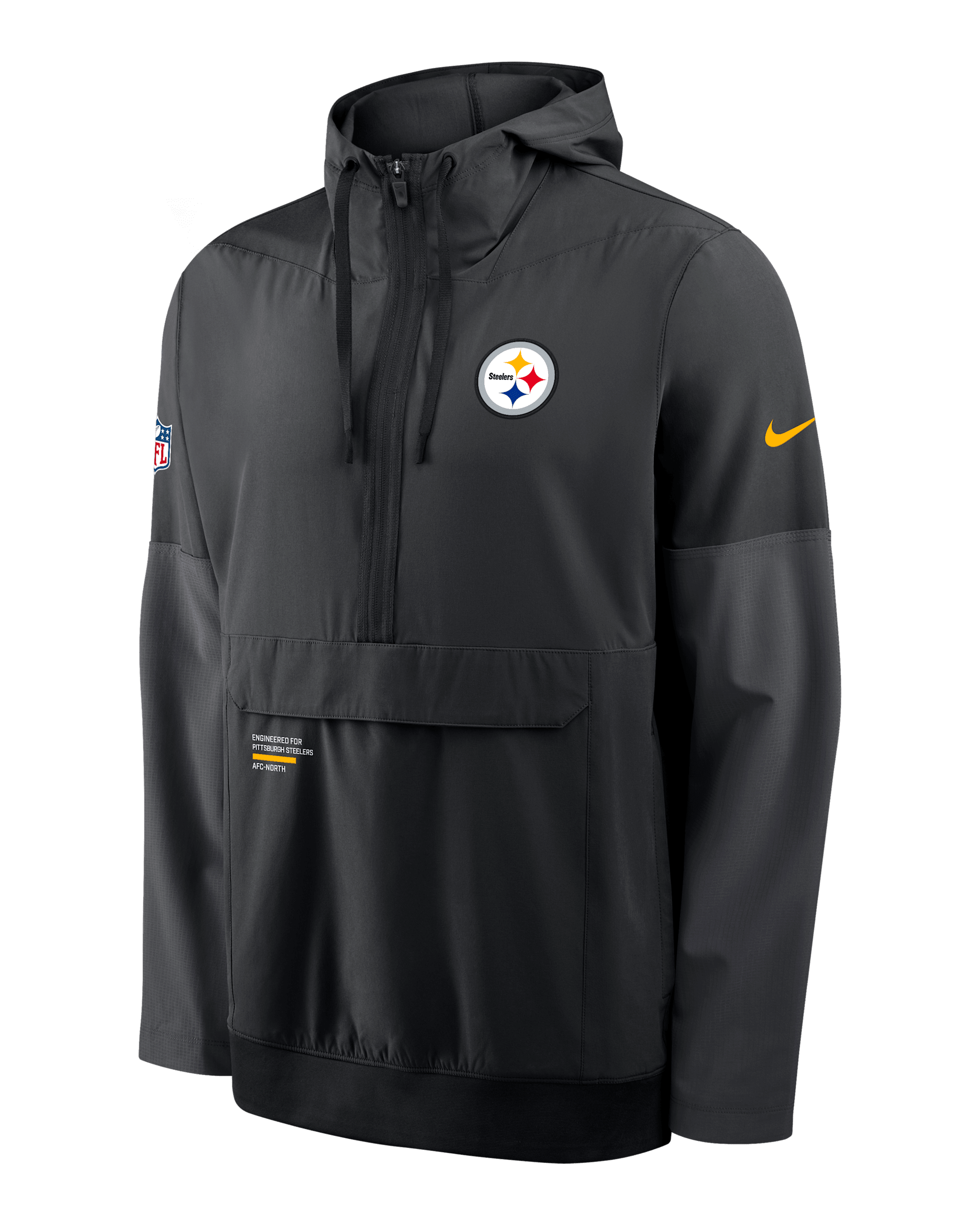 Pittsburgh Steelers Well Rounded Anorak Men's Nike NFL 1/2-Zip Hooded Jacket - Black