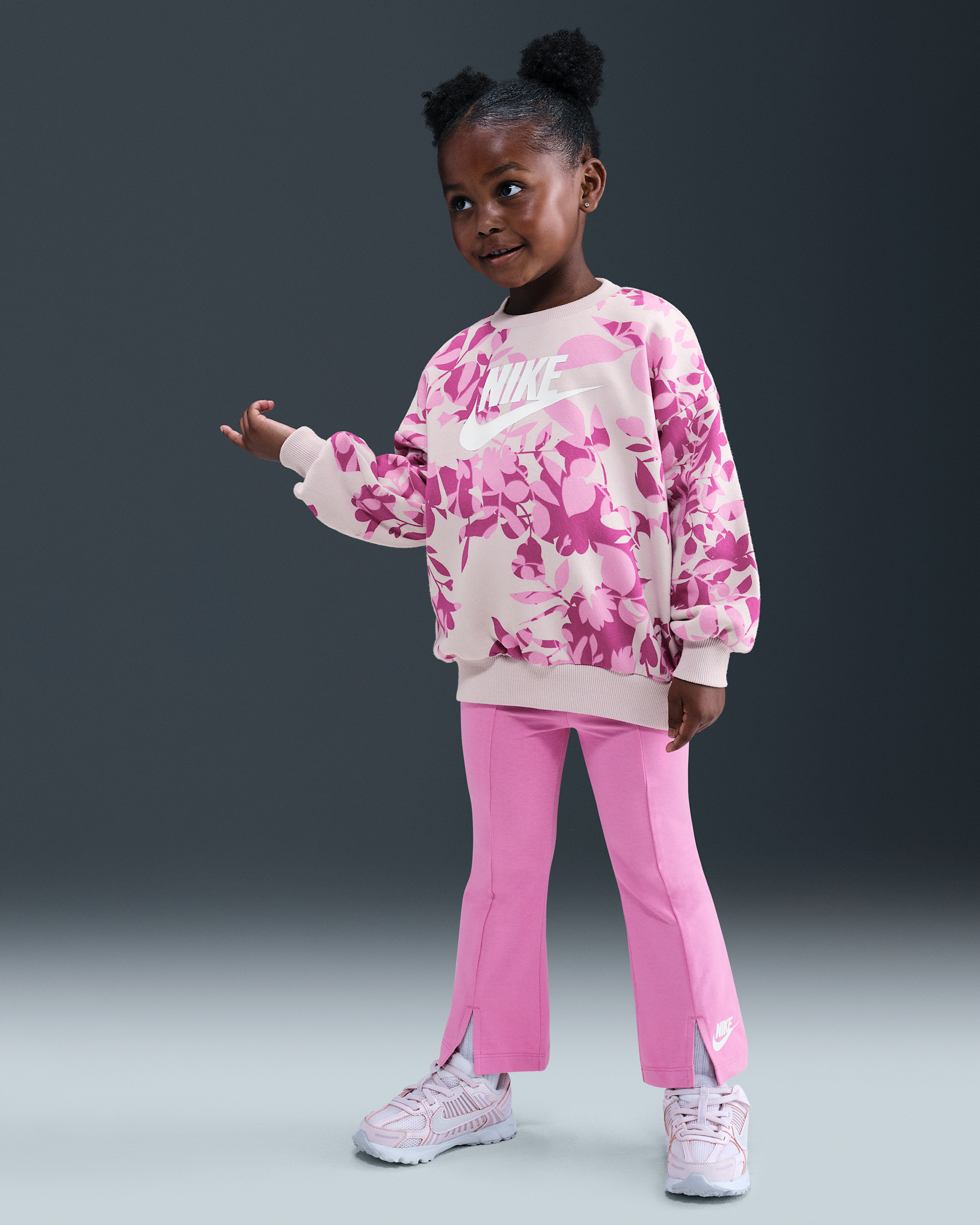 Nike Toddler Floral Camo Crew and Leggings Set - Magic Flamingo