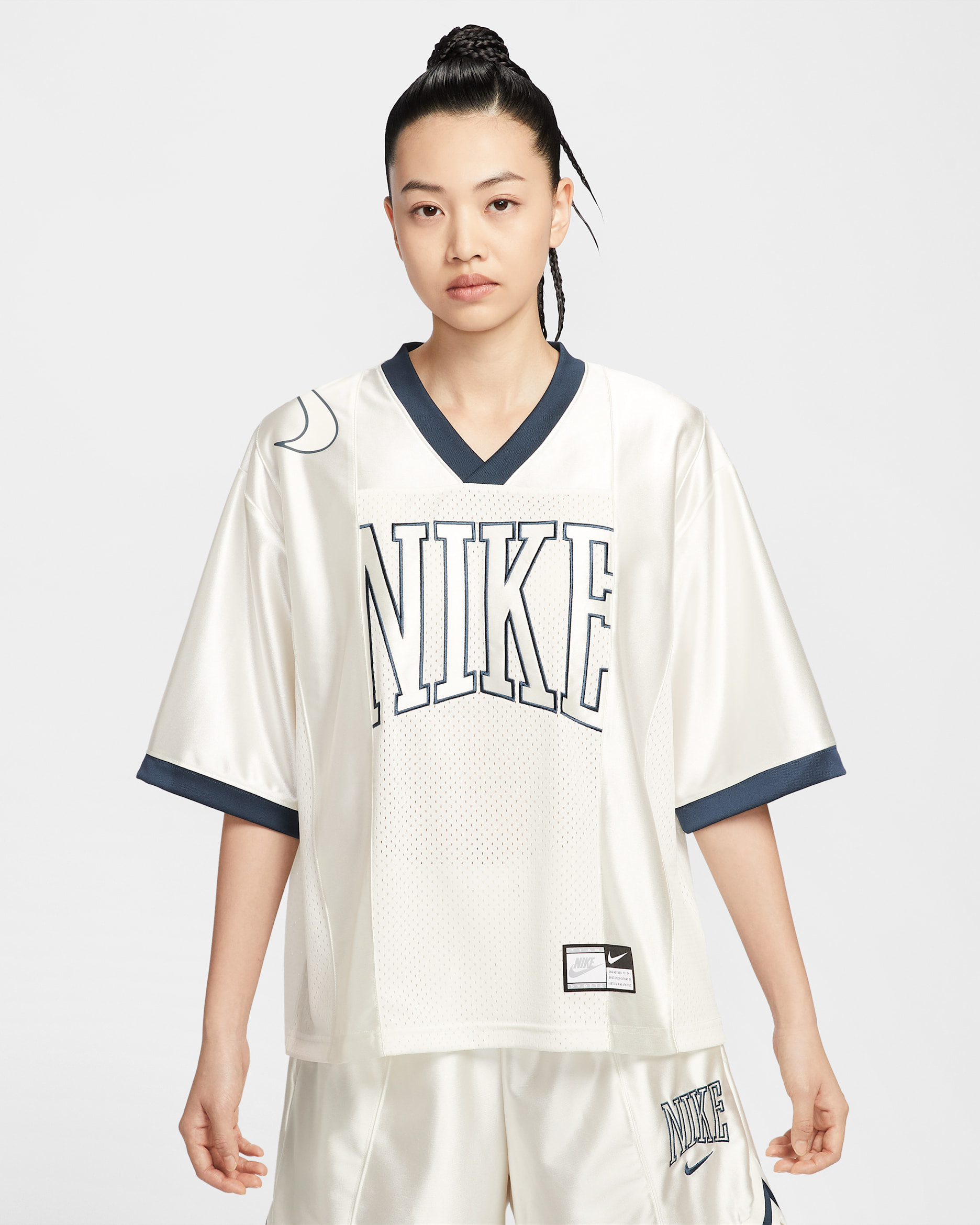 나이키 스포츠웨어 스트리트 여성 오버사이즈 반팔 그래픽 저지 - 세일/아머리 네이비