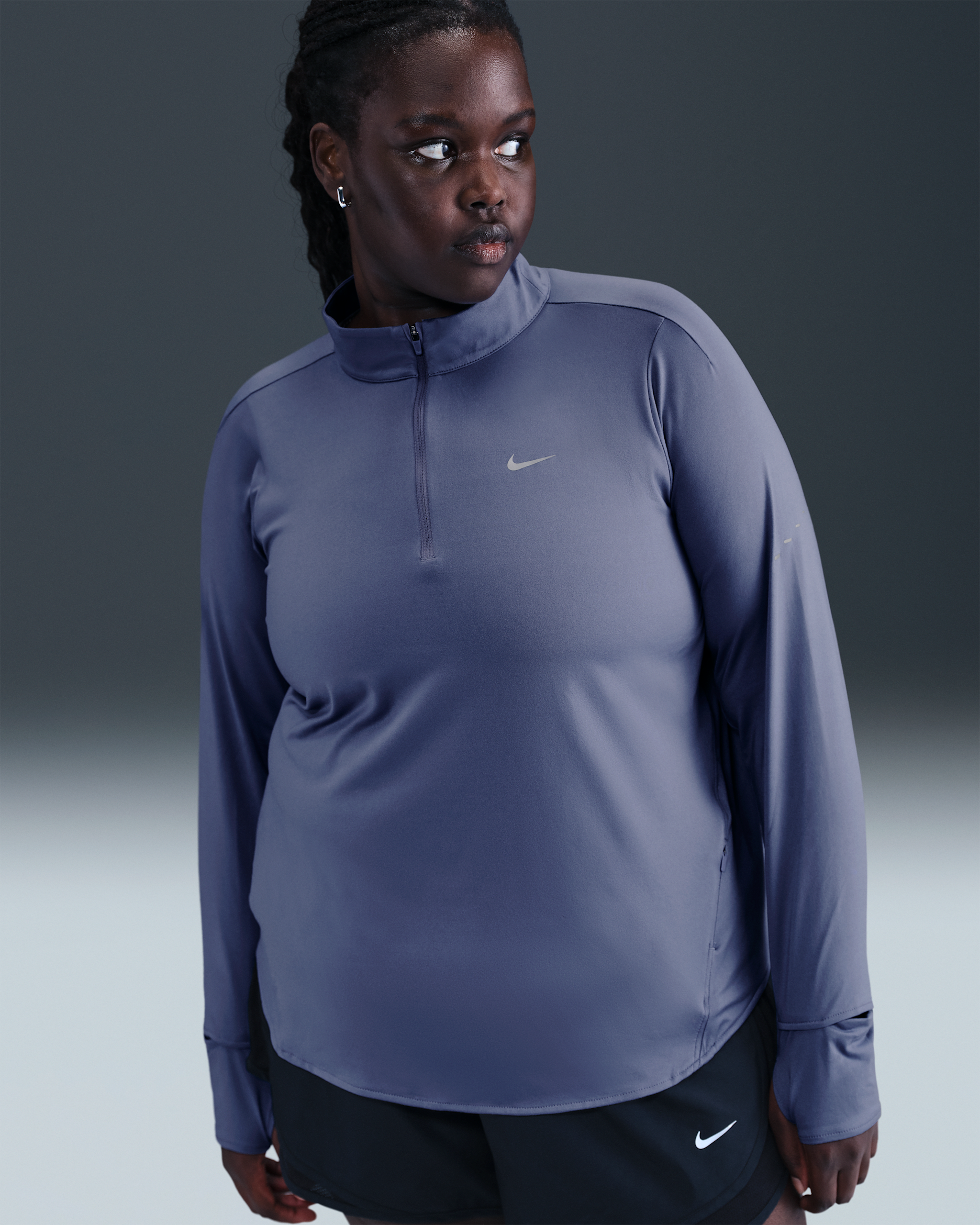 Nike Swift Women's Dri-FIT UV 1/4-Zip Running Top (Plus Size) - World Indigo