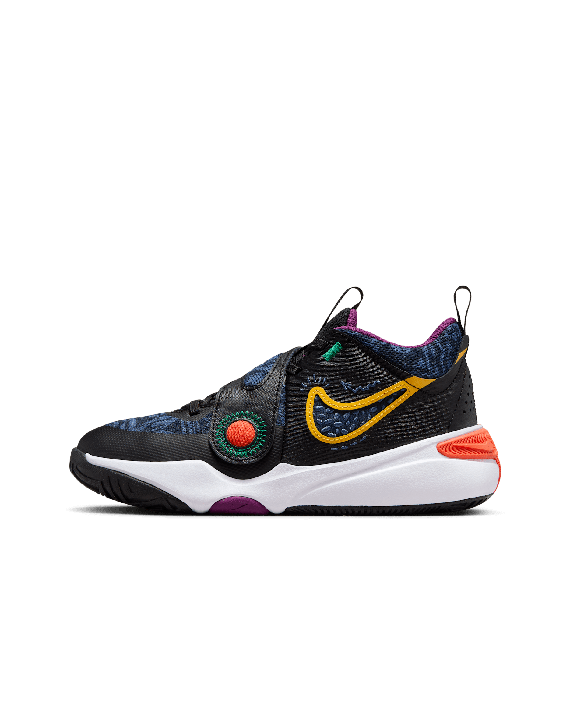 Nike Team Hustle D 11 SE Older Kids' Basketball Shoes - Black/Mystic Navy/Cosmic Clay/University Gold