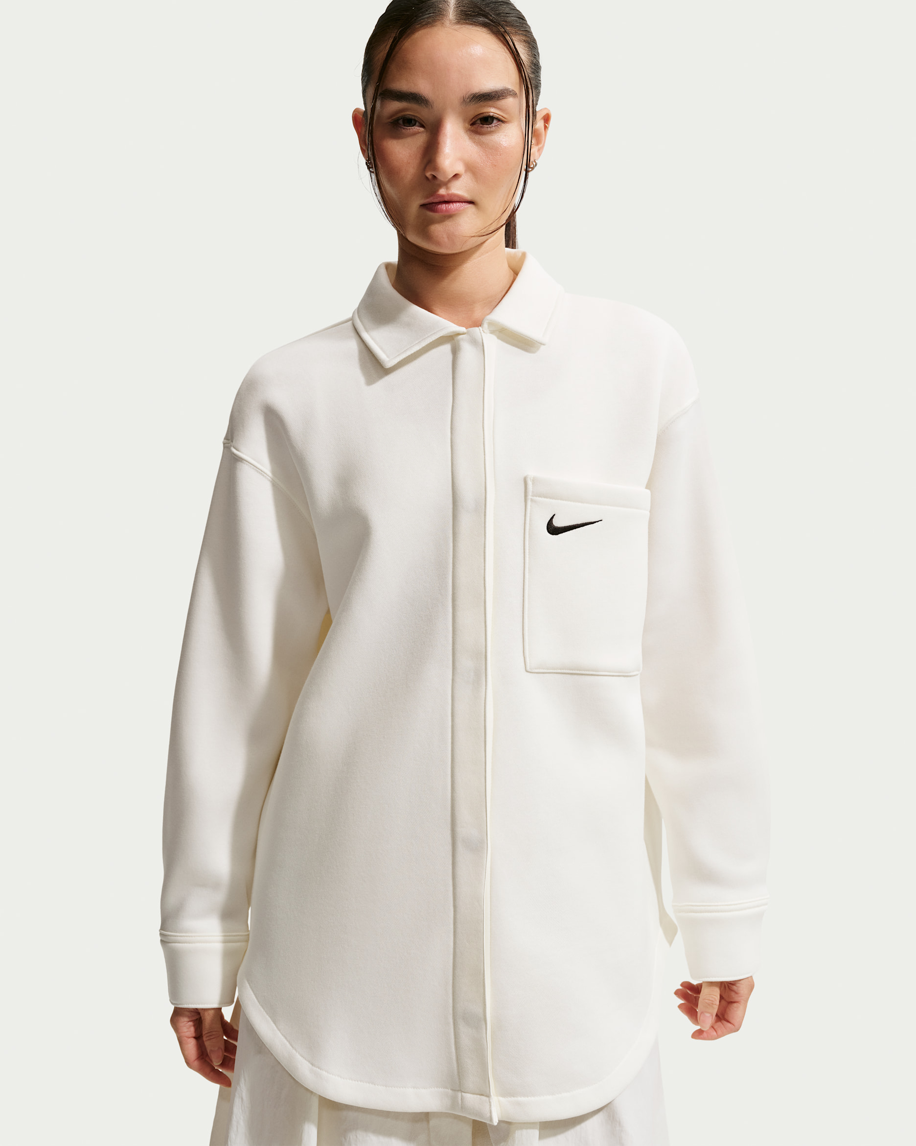 Nike Sportswear Phoenix Fleece Women's Oversized Shirt Jacket - Sail/Black