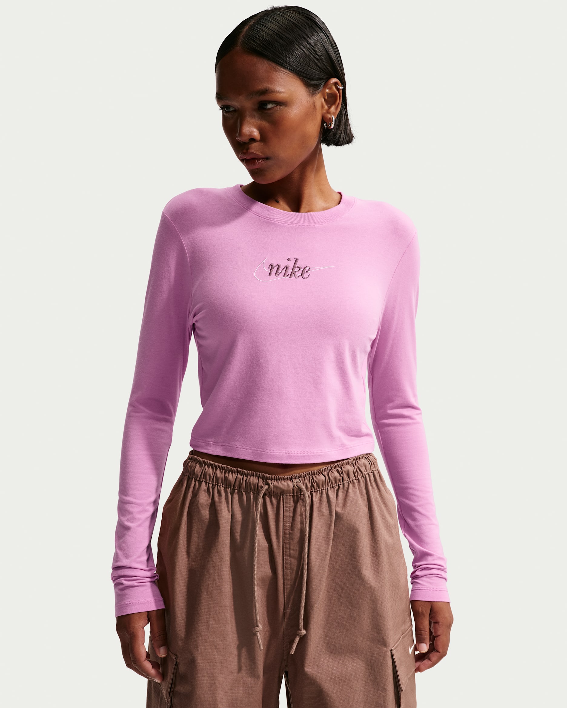 Nike Sportswear Women's Slim Long-Sleeve T-Shirt - Light Magenta/Tattoo/Pink Foam