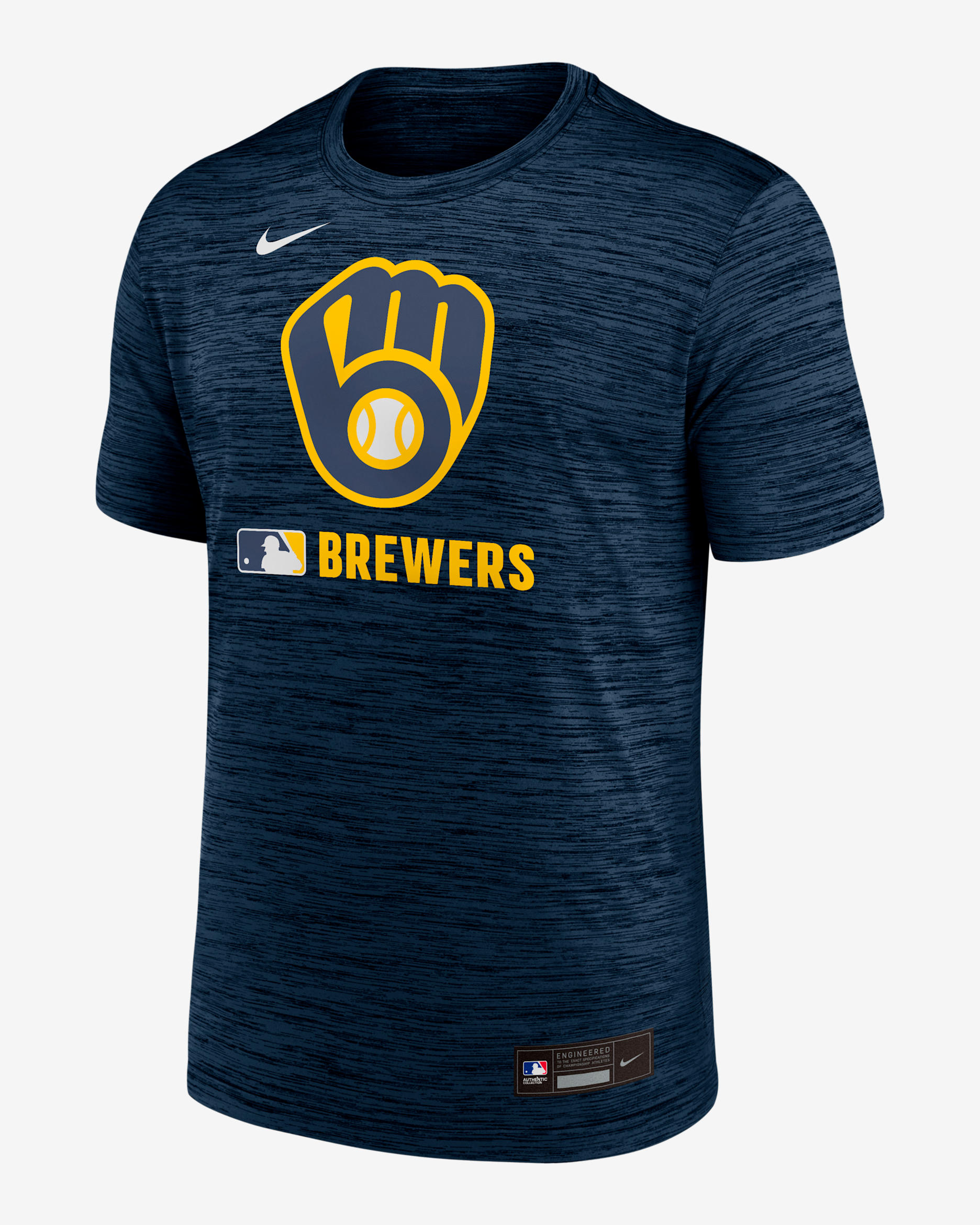 Playera Nike Dri-FIT de la MLB para hombre Milwaukee Brewers Authentic Collection Velocity - Azul marino