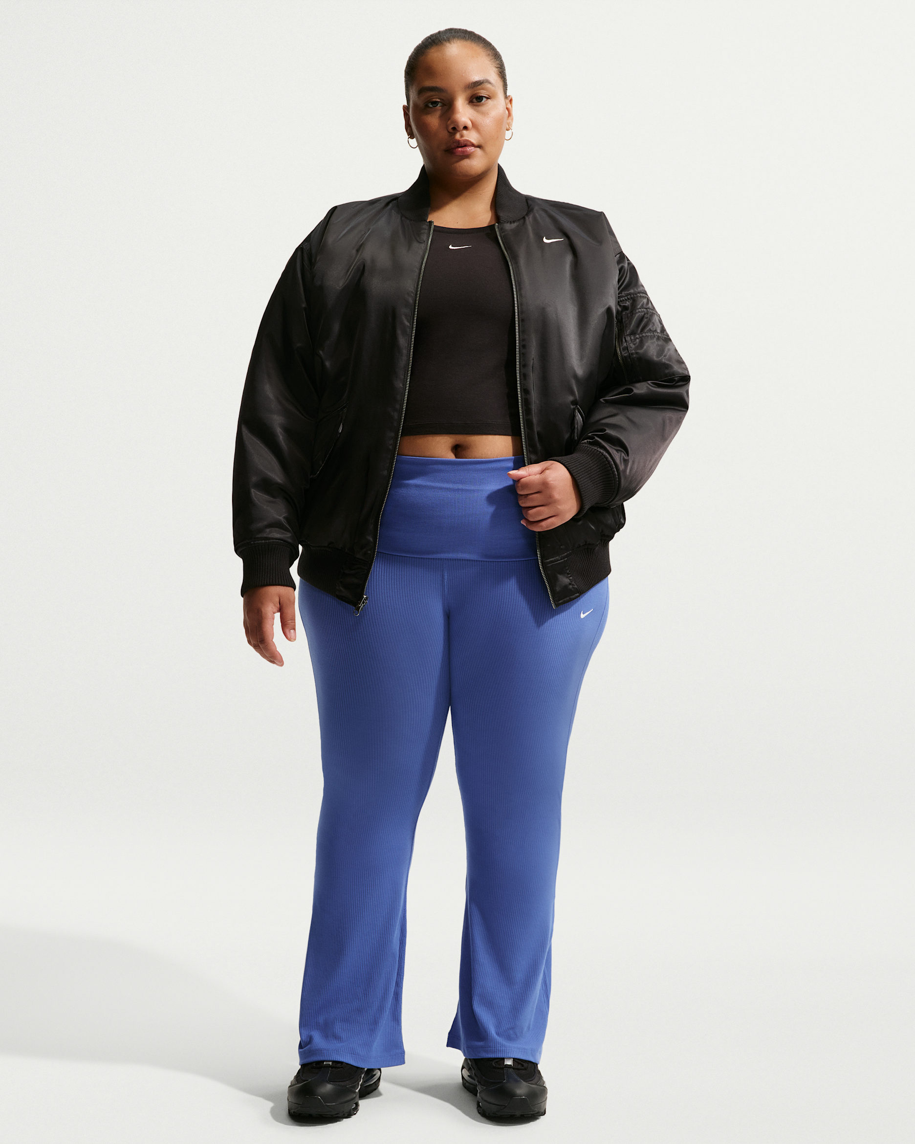 Nike Sportswear Chill Knit Women's Mid-Rise Tight Ribbed Pants (Plus Size) - Light Medium Blue/Sail