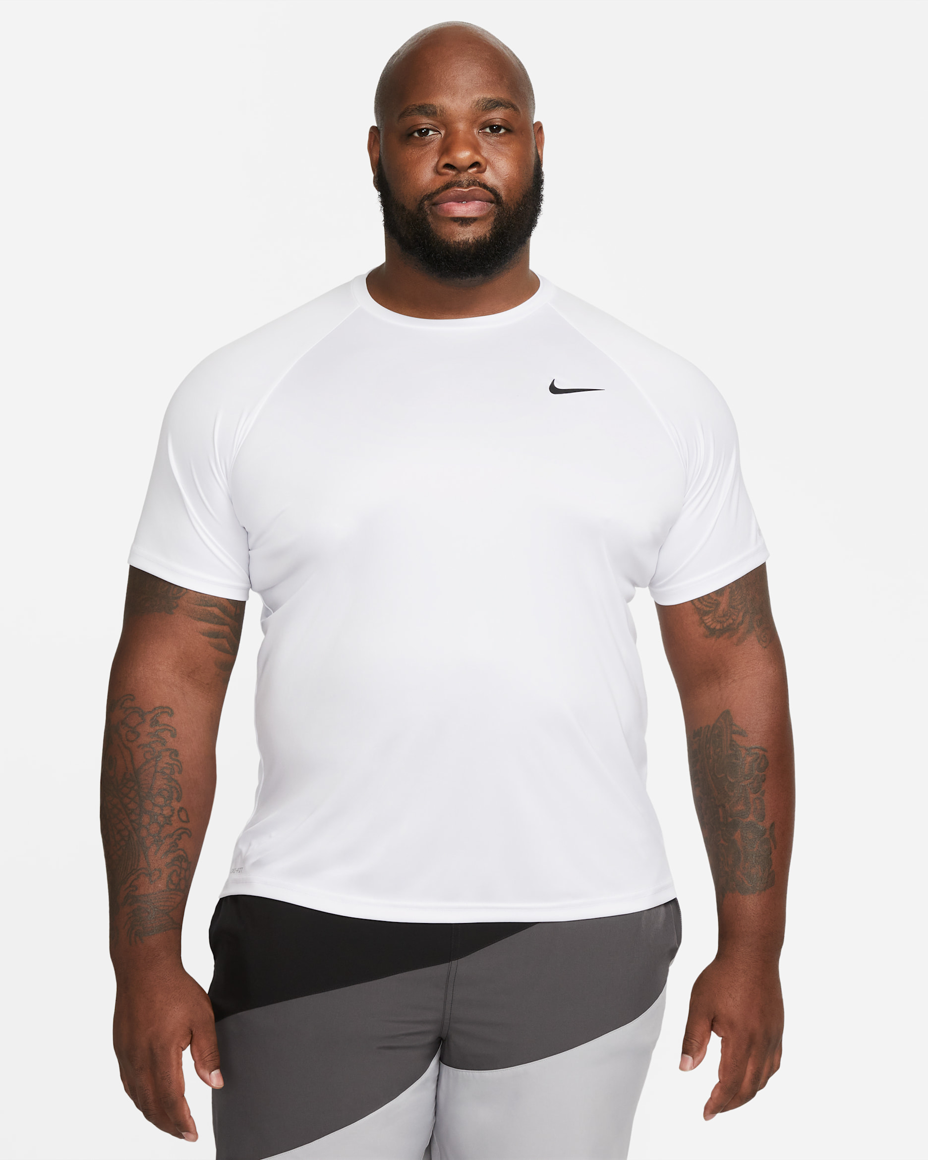 Nike Essential Dri-FIT Men's Short-Sleeve Swim Hydroguard (Extended Size) - White