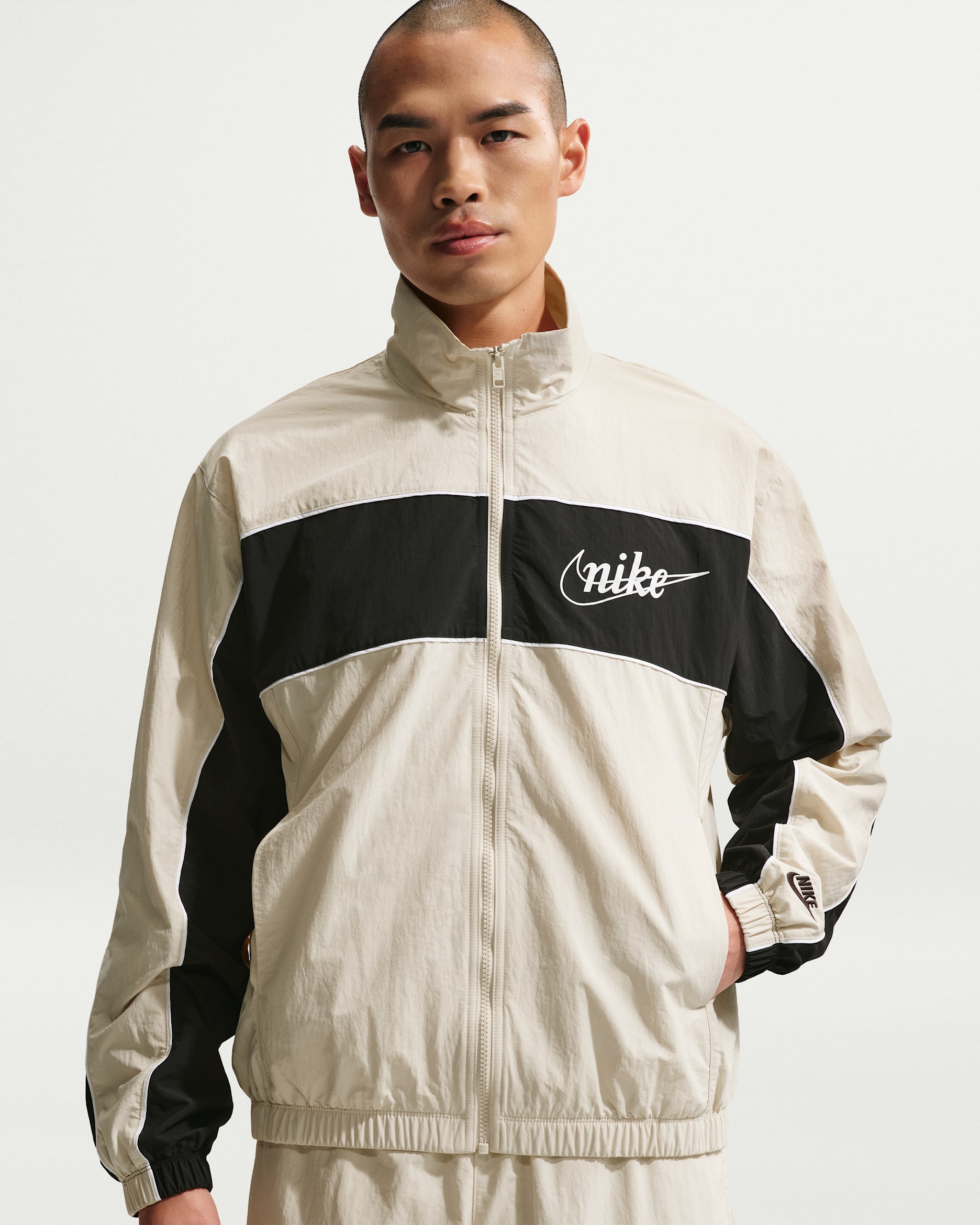나이키 스포츠웨어 클럽 남성 경량 풀집 재킷 - 라이트 카키/블랙/블랙