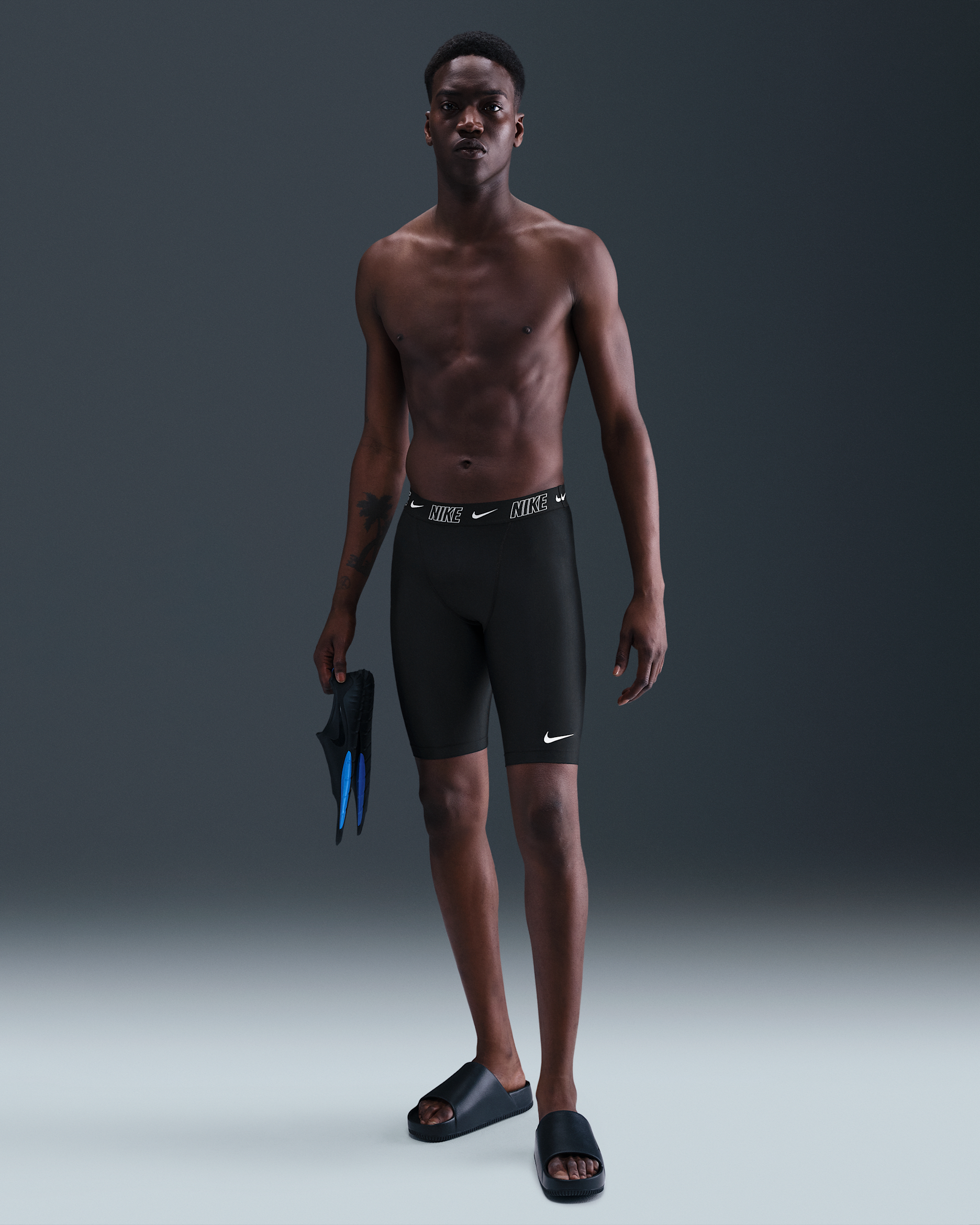 Jammer para hombre Nike Swim Logo Tape - Negro/Blanco