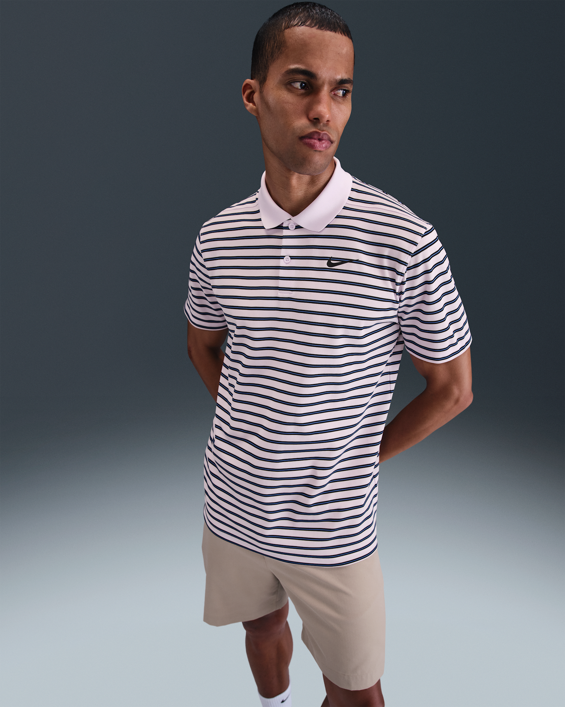 Ανδρική ριγέ μπλούζα πόλο για γκολφ Nike Dri-FIT Victory - Barely Grape/Μαύρο
