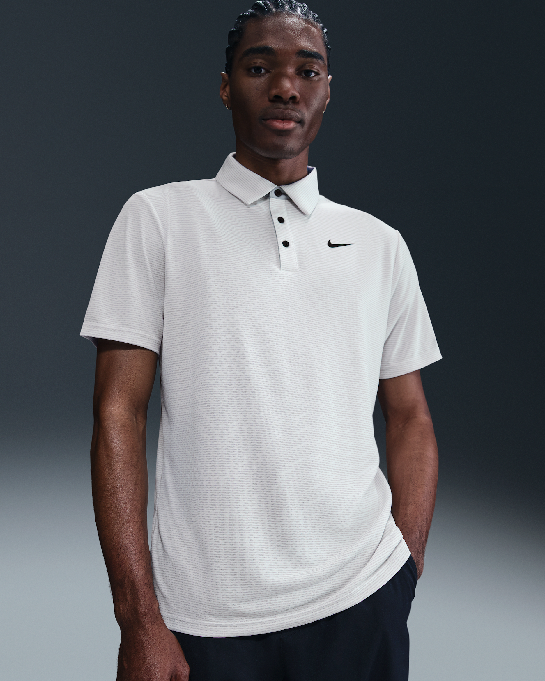 Nike Tour Men's Dri-FIT Textured Golf Polo - White/Black