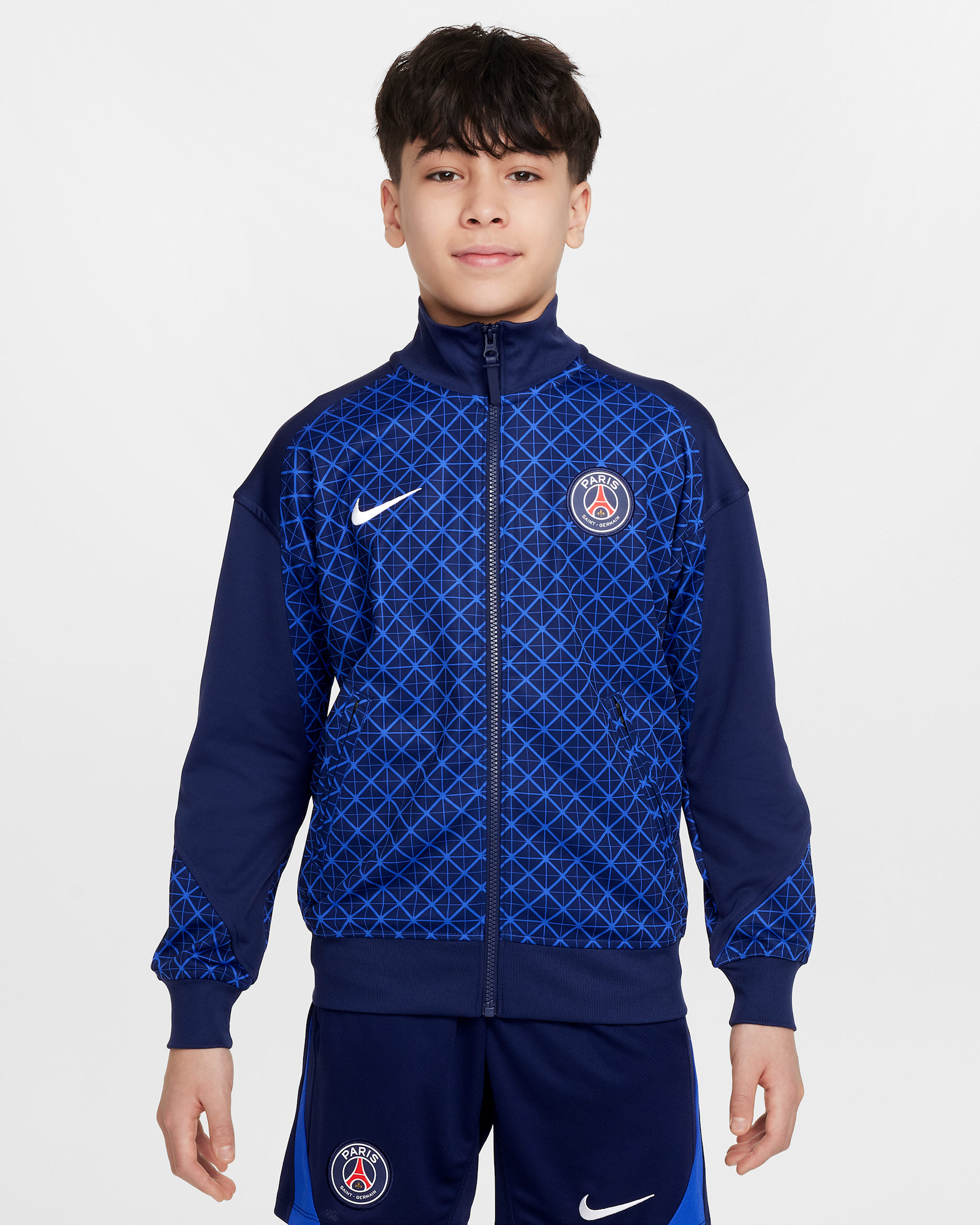 Paris Saint-Germain Academy Pro Home Older Kids' Nike Dri-FIT Football Anthem Jacket - Midnight Navy/Hyper Royal/White