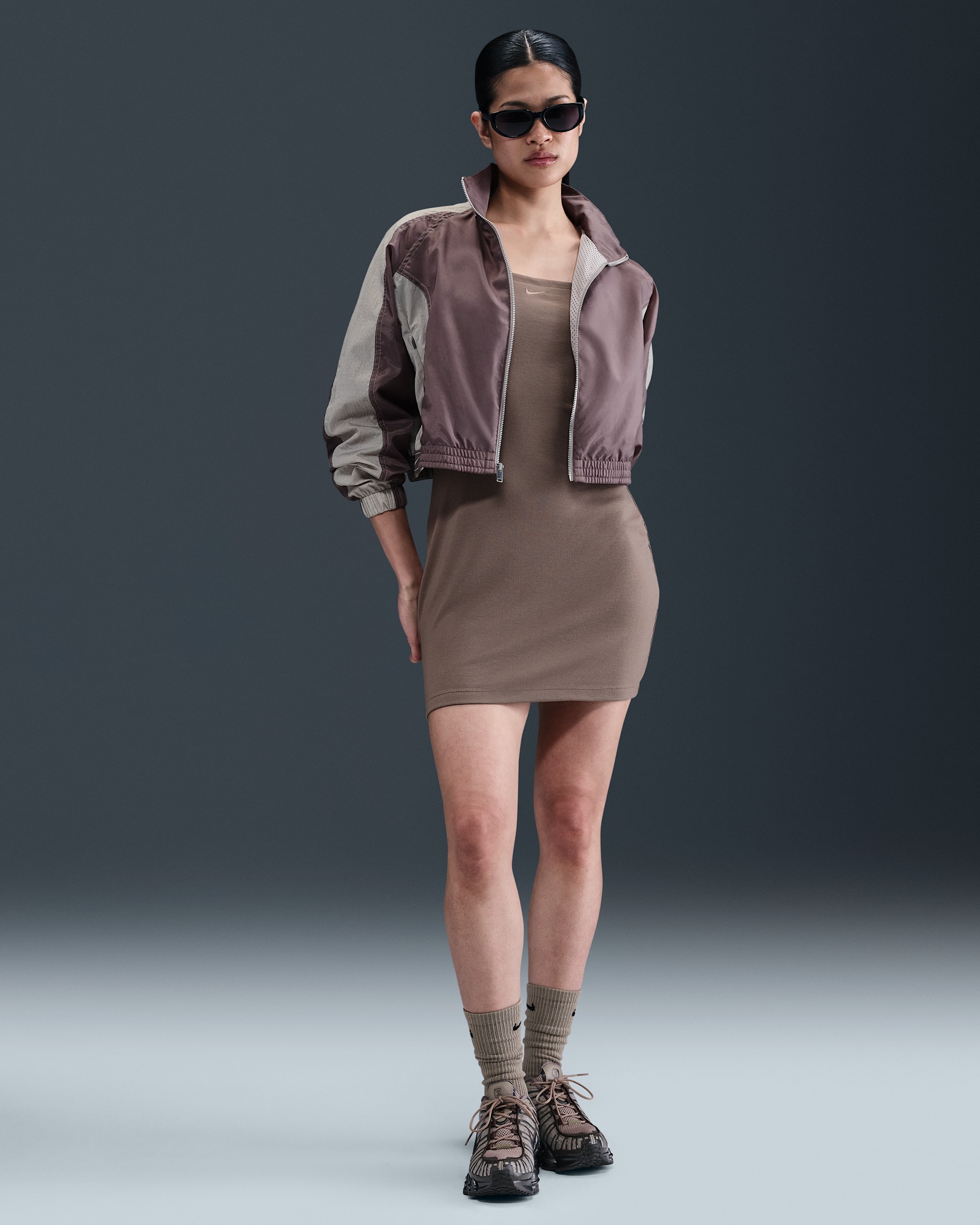 Nike Sportswear Chill Knit Women's Tight Mini-Rib Cami Dress - Mink Brown/Mink Brown