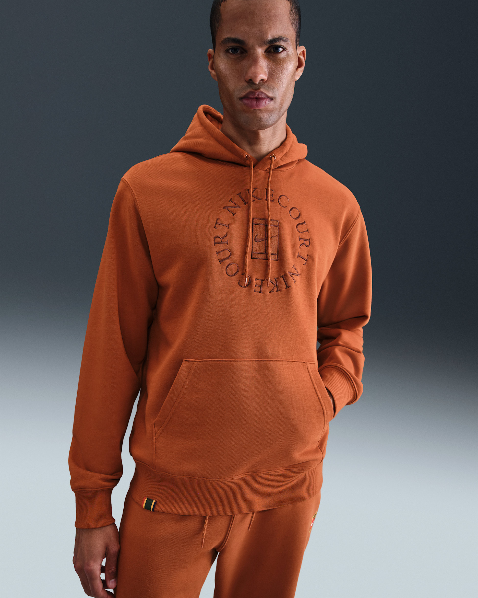 NikeCourt Heritage Men's Dri-FIT French Terry Tennis Pullover Hoodie - Dark Russet/Cinnamon