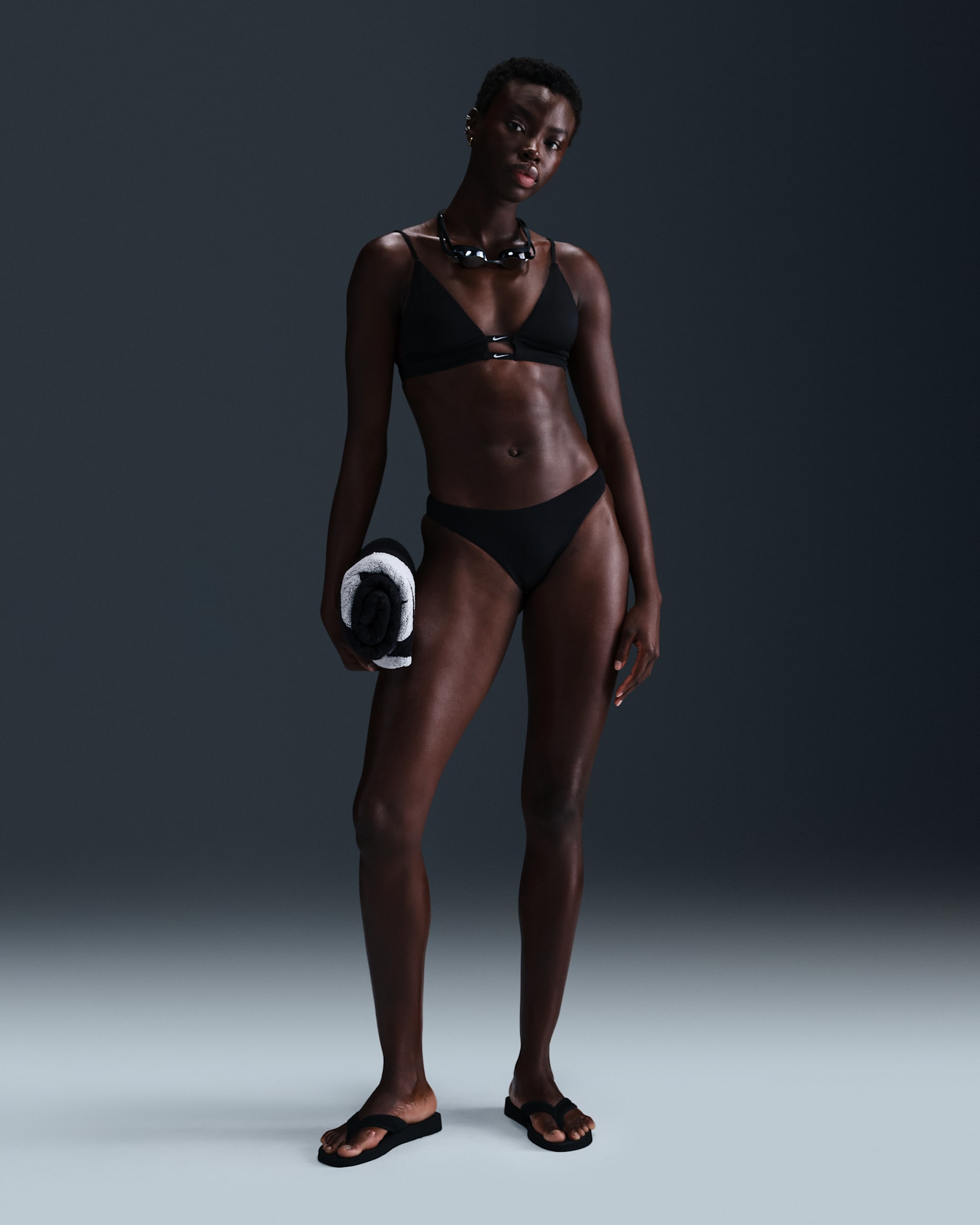 Bas de bikini à nouer Nike Swim Essential pour femme - Noir/Blanc