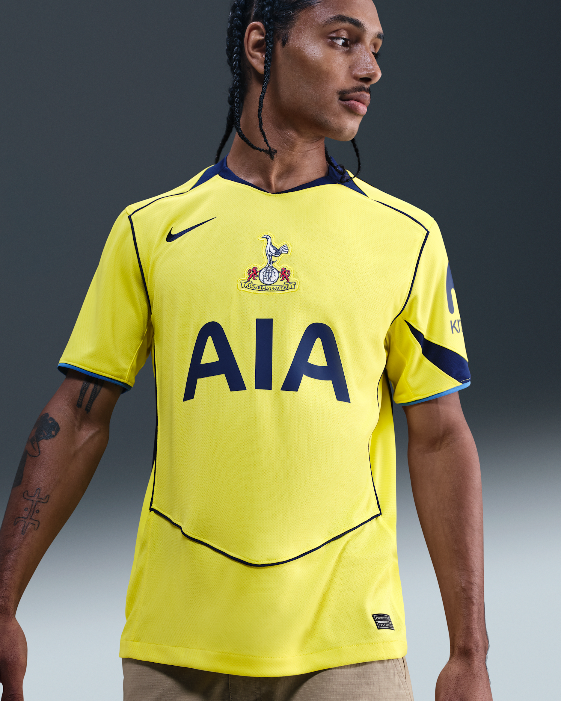 Tottenham Hotspur 2025/26 Stadium Third Men's Nike Dri-FIT Total 90 Soccer Replica Jersey - Dynamic Yellow/Blue Void/Pacific Blue/Blue Void