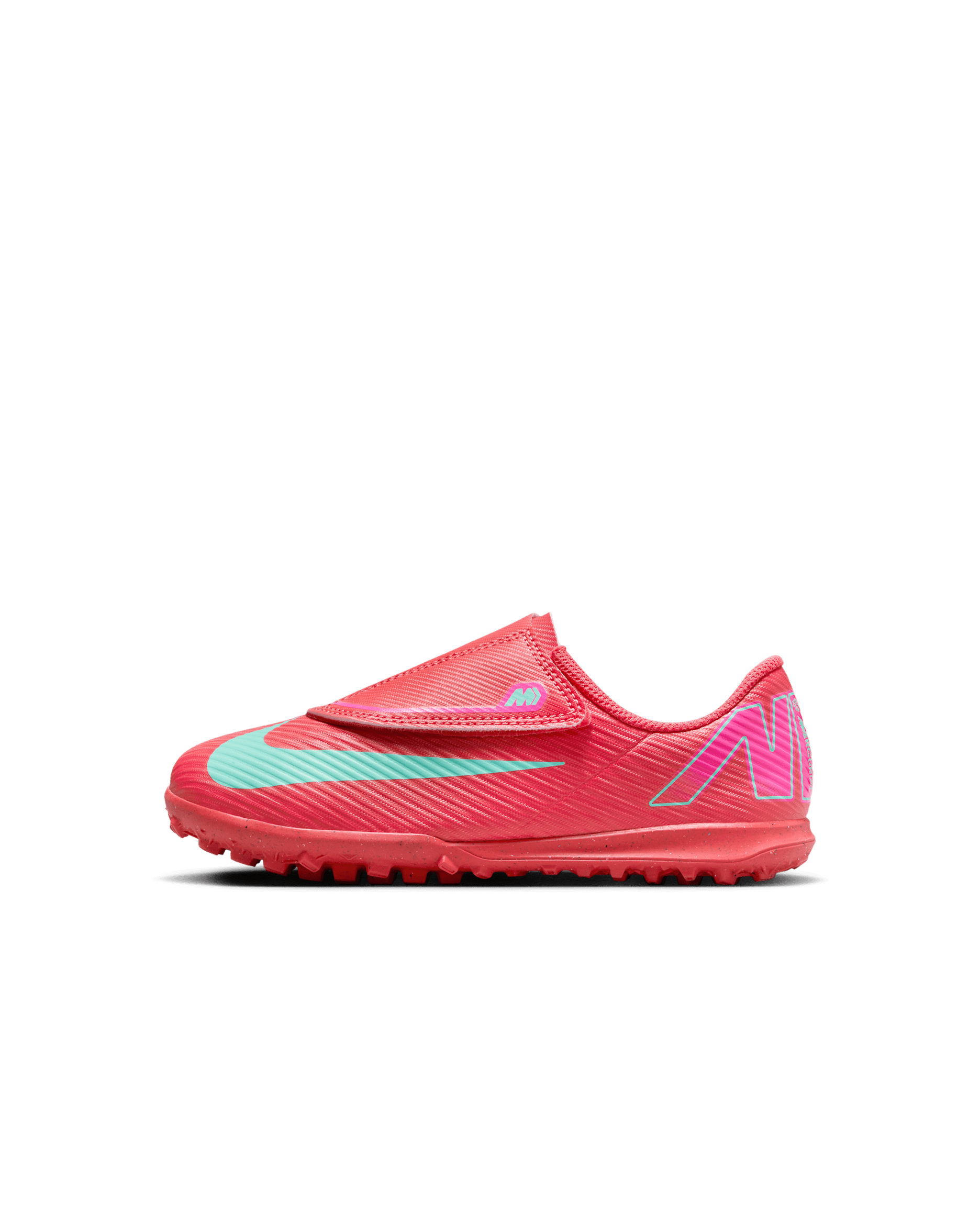 Nike Jr. Mercurial Vapor 16 Club Younger Kids' Turf Low-Top Football Shoes - Ember Glow/Aurora Green