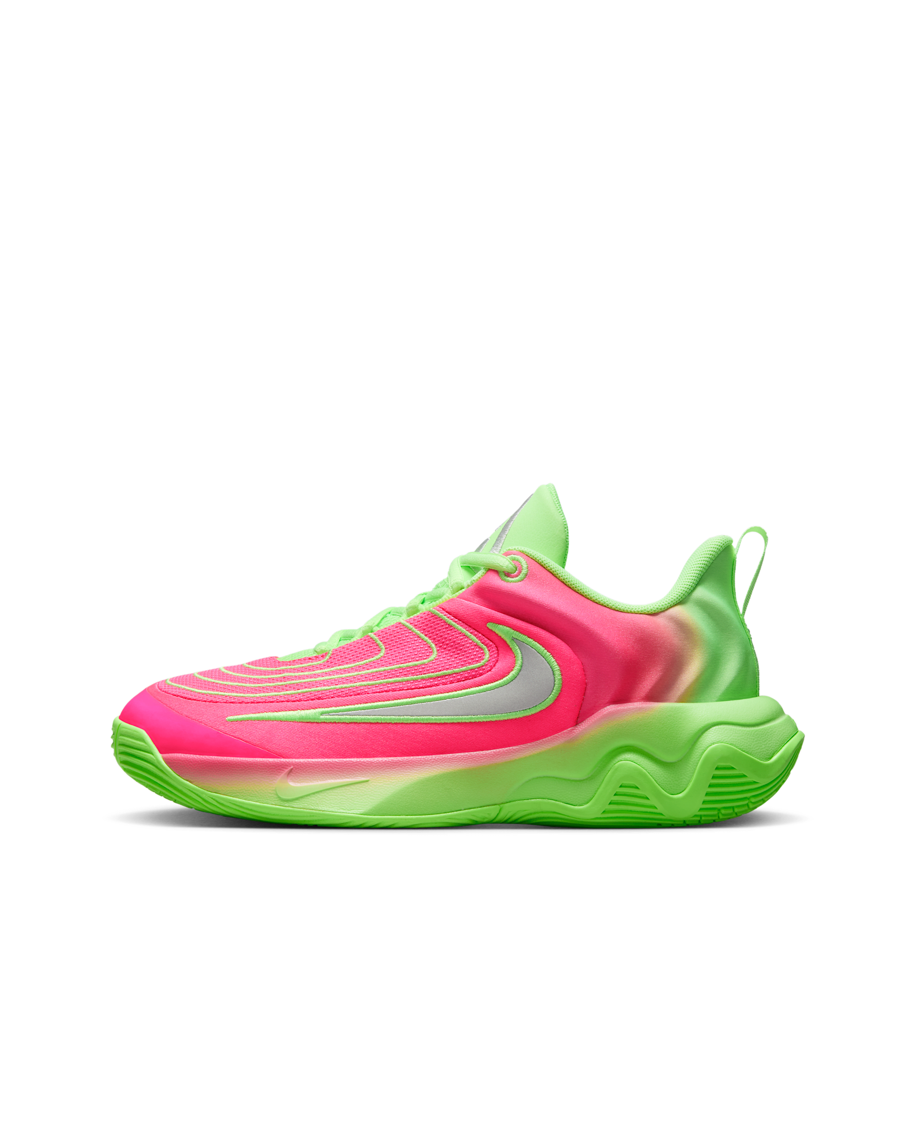 Tenis de básquetbol para niños grandes Giannis Immortality 4 - Avalancha lima/Hiperrosa/Gris hierro