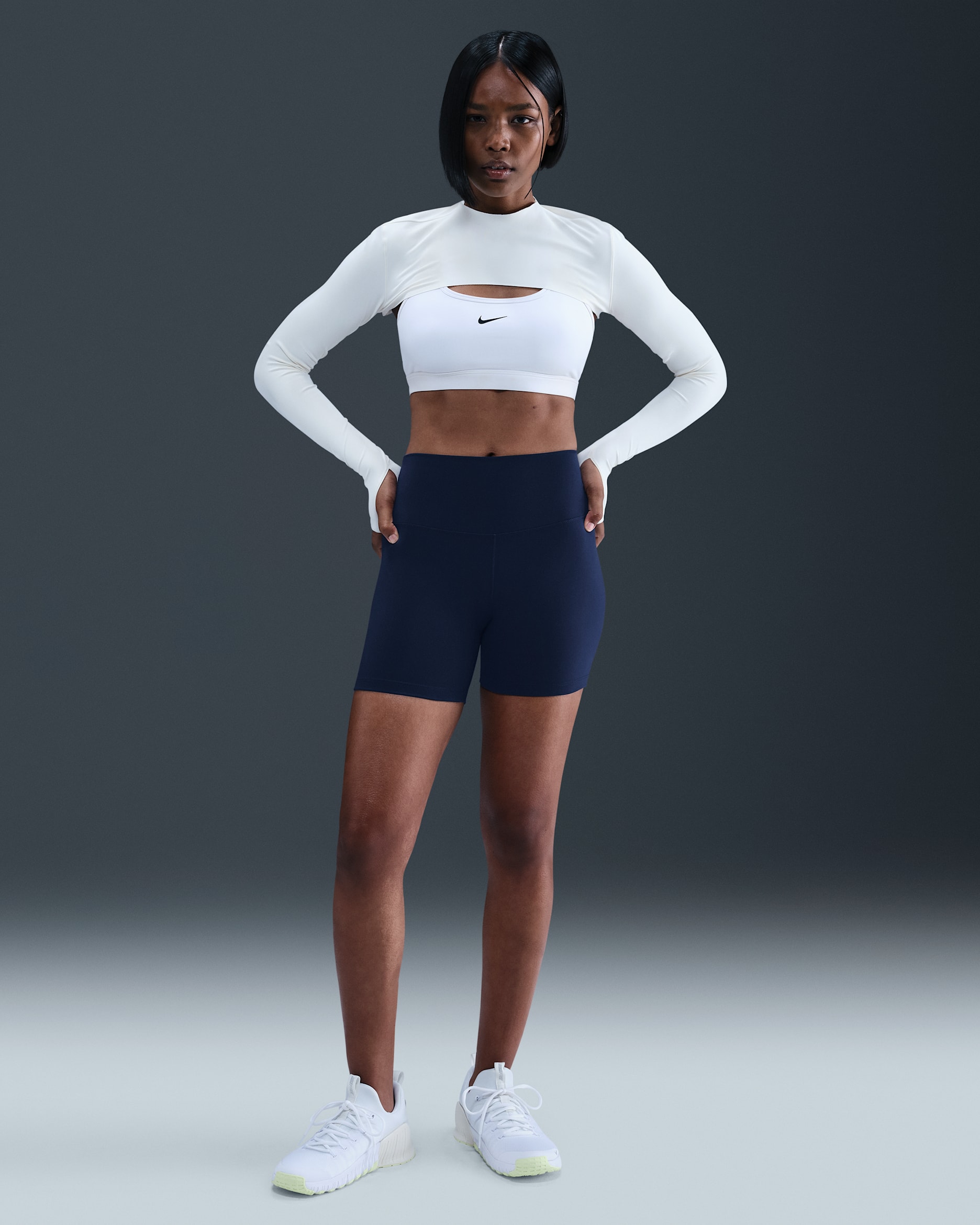 Nike One Women's High-Waisted 5" Biker Shorts - Midnight Navy/White