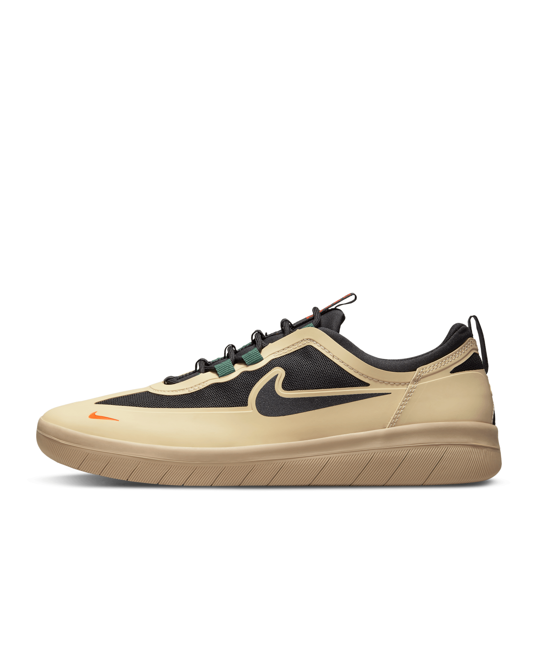 Nike SB Nyjah Free 2 Skate Shoe - Rattan/Noble Green/Safety Orange/Black