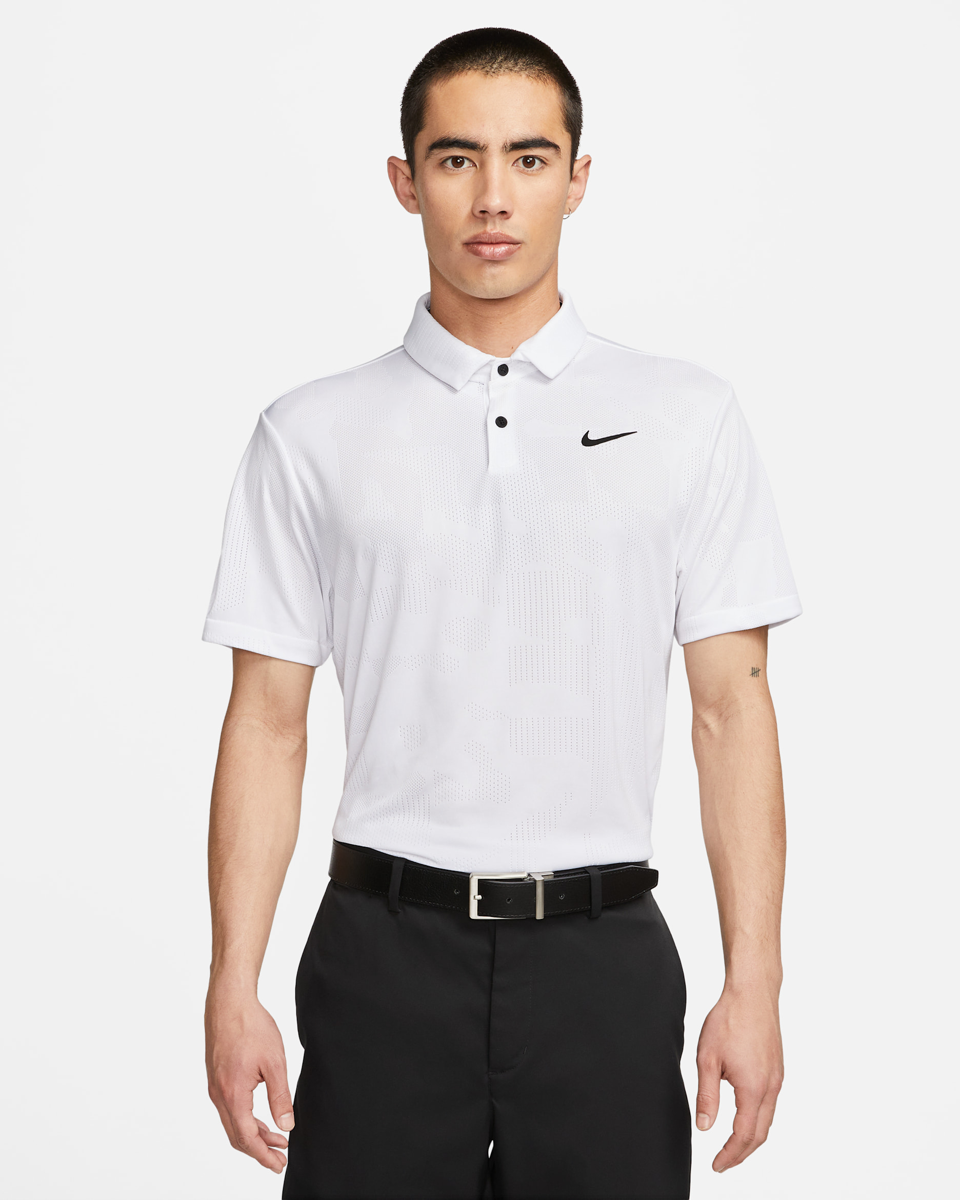 Nike Dri-FIT Tour Men's Jacquard Golf Polo - White/Black