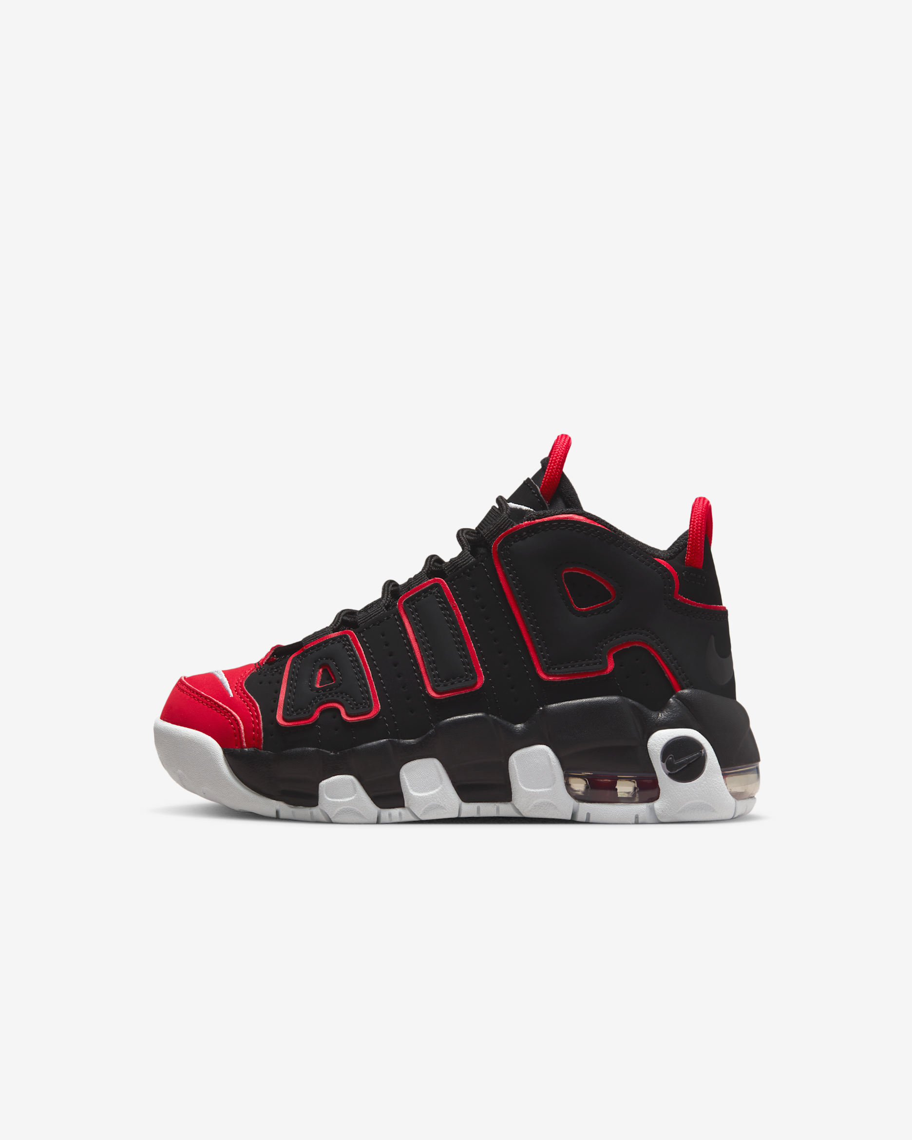 Calzado para niños de preescolar Nike Air More Uptempo - Negro/Rojo universitario/Blanco