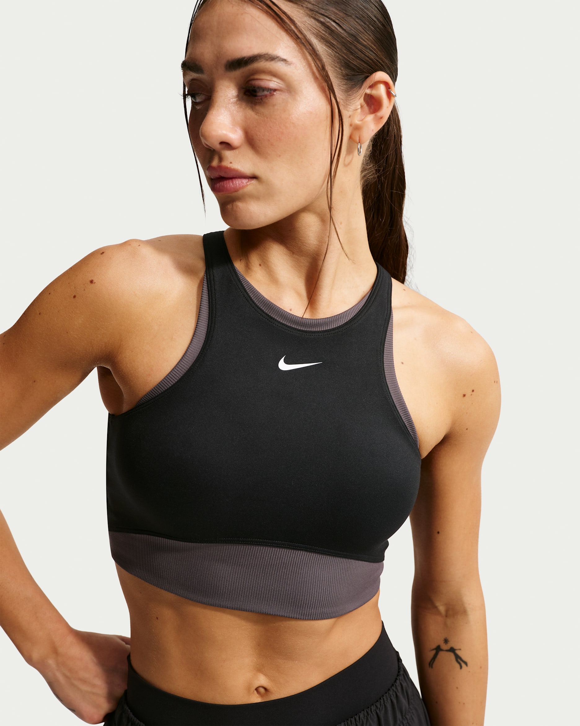 Nike One Women's Medium-Support Padded Sports Bra - Black/Thunder Grey/White