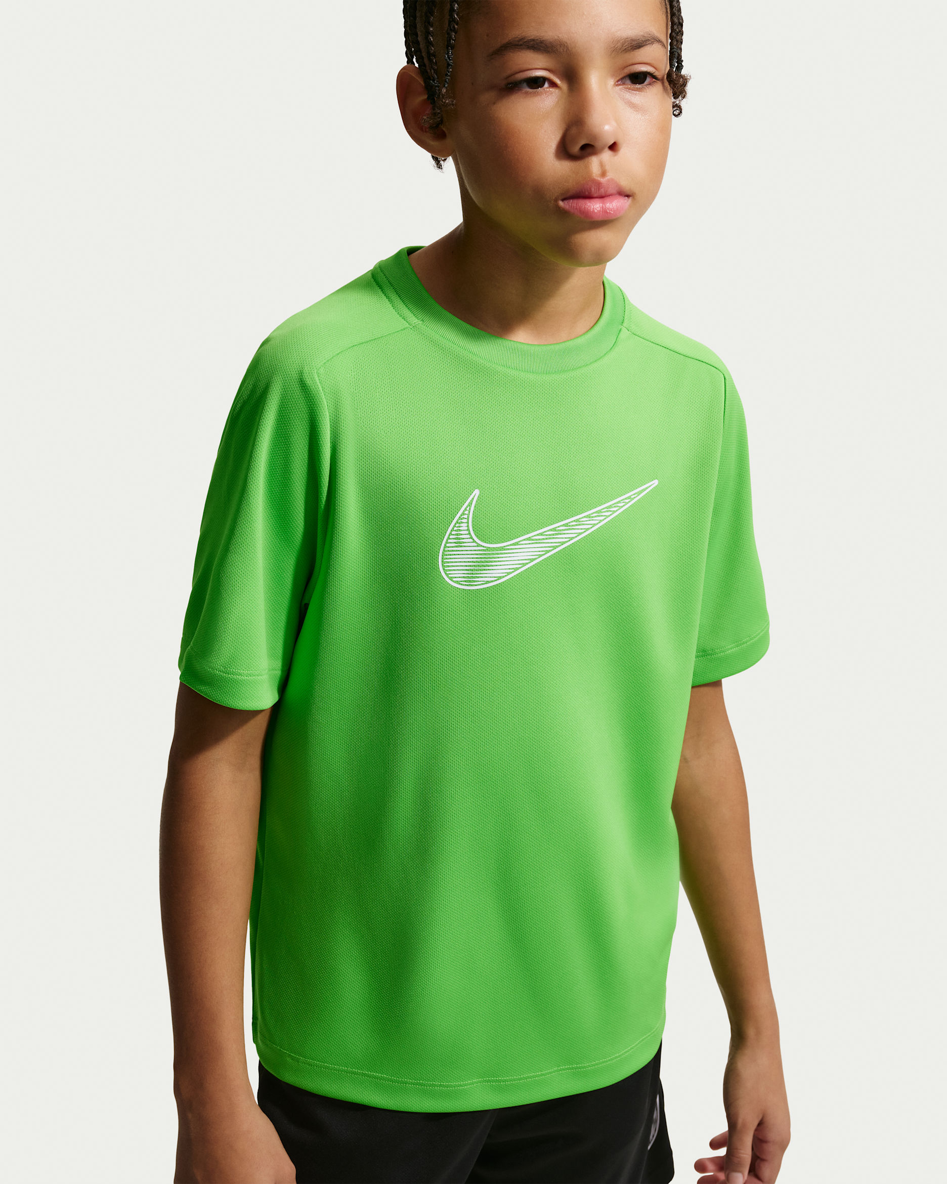 Playera de entrenamiento de manga corta Dri-FIT para niño talla grande Nike Multi - Verde medio/Blanco