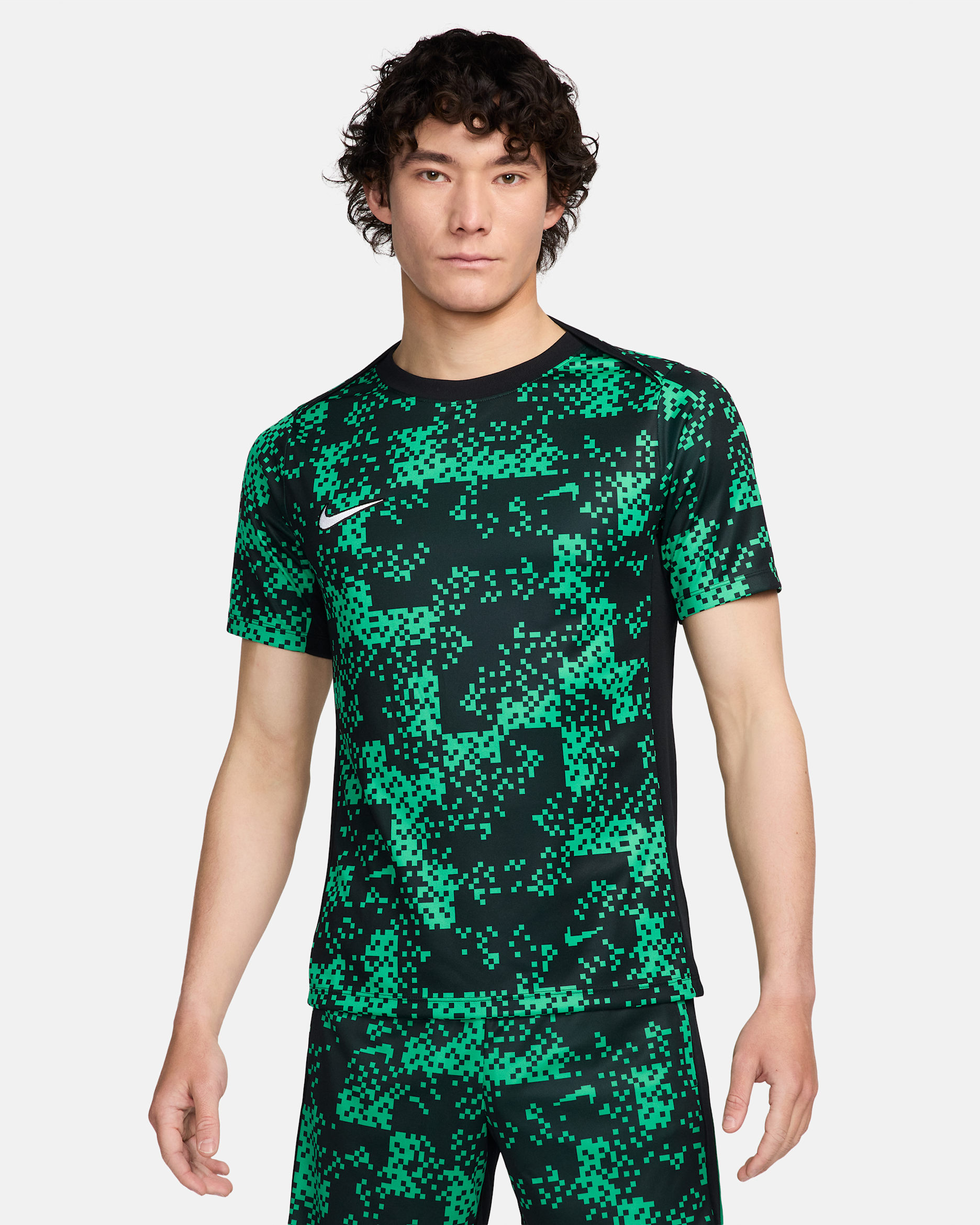 Nike Academy Pro Men's Dri-FIT Football Short-Sleeve Graphic Top - Stadium Green/Black/White
