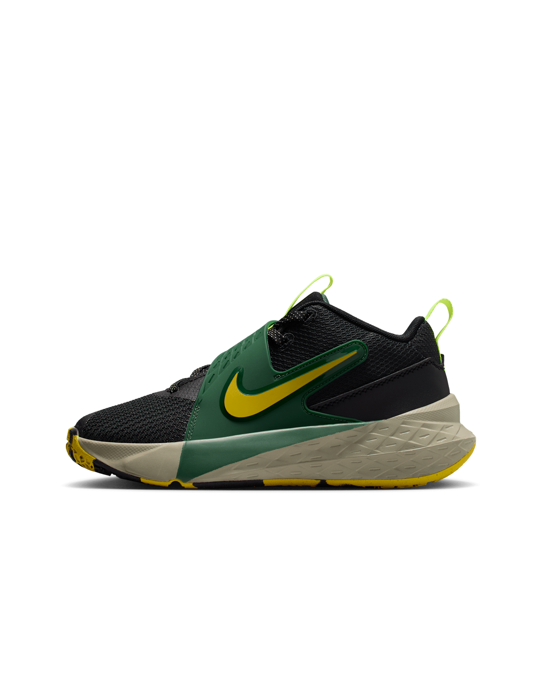 Nike Team Hustle D 12 Big Kids' Basketball Shoes - Black/Fir/Light Army/Bright Citron