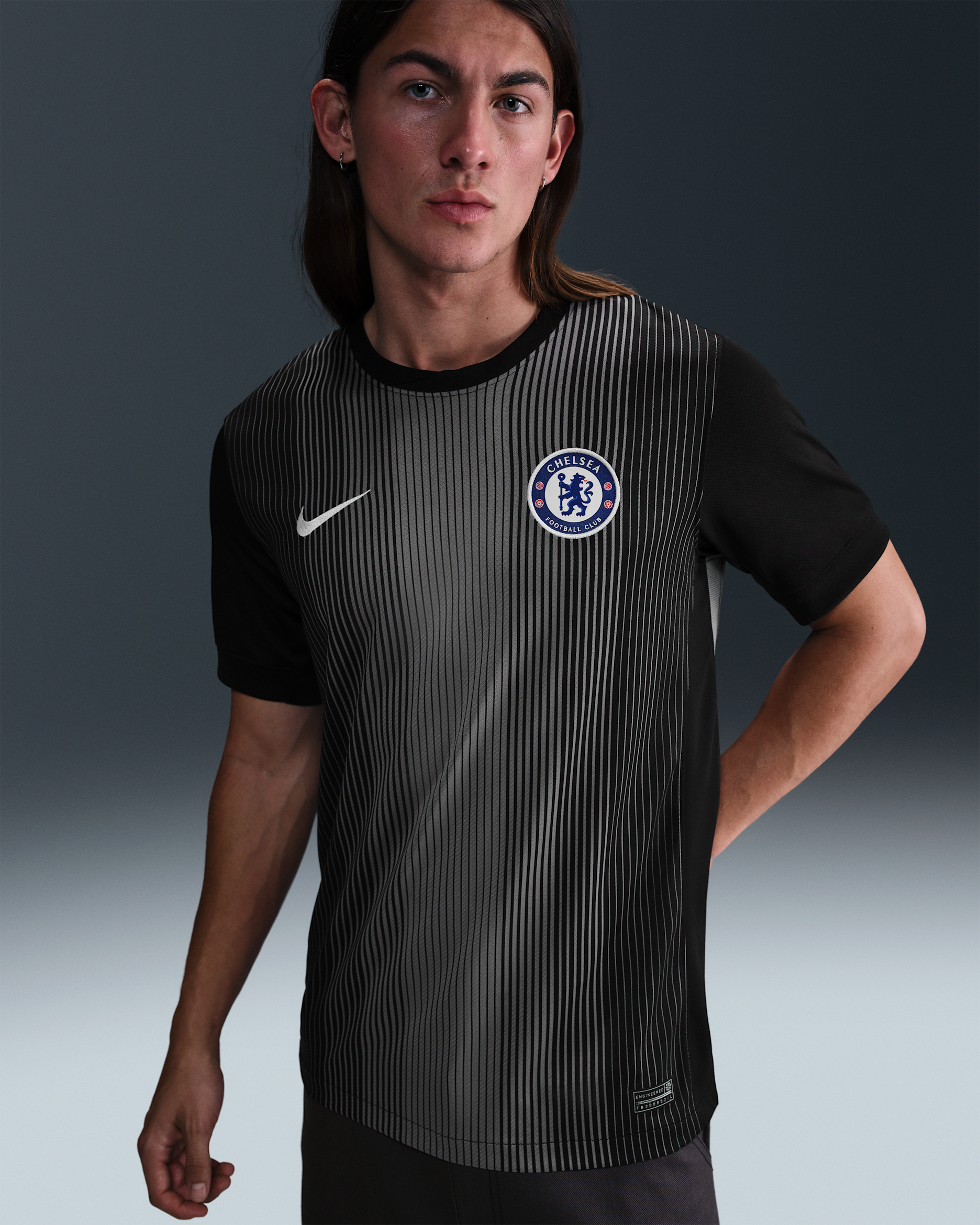Chelsea F.C. 2025/26 Stadium Goalkeeper Men's Nike Dri-FIT Football Replica Short-Sleeve Shirt - Black/Smoke Grey/White