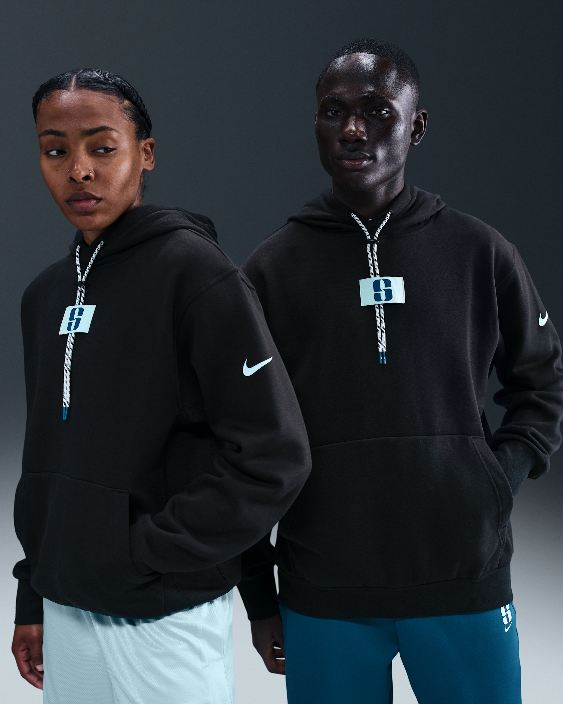 Sabrina Fleece Basketball Hoodie - Black/Glacier Blue/Blue Force/Glacier Blue