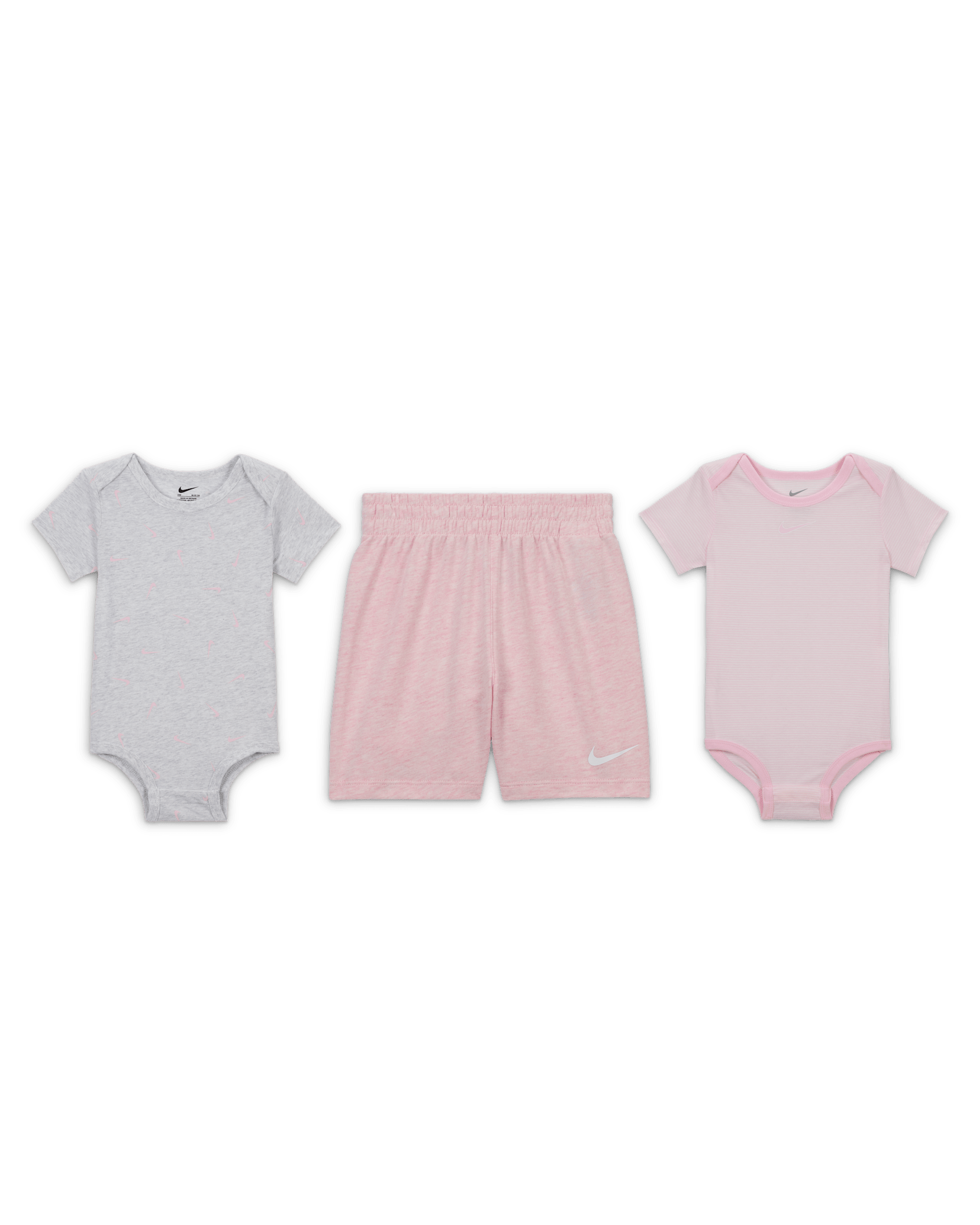 Nike Essentials Baby (12-24M) 3-Piece Striped Swooshfetti Set - Pink Foam